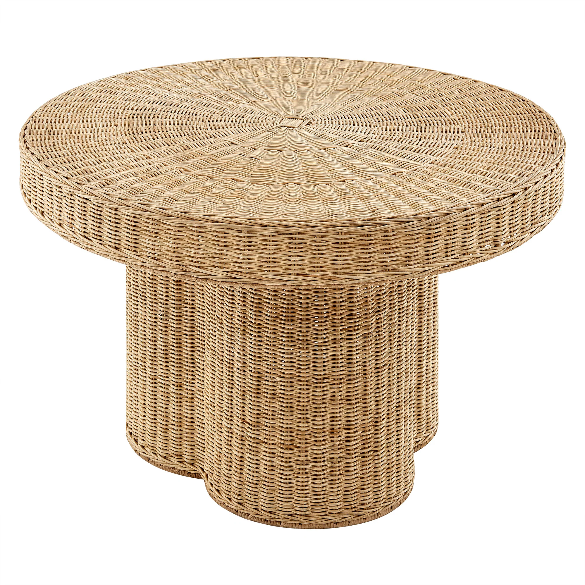 Ainsley 32 Inch Round Natural Rattan Coffee Table by Modway - Image 2