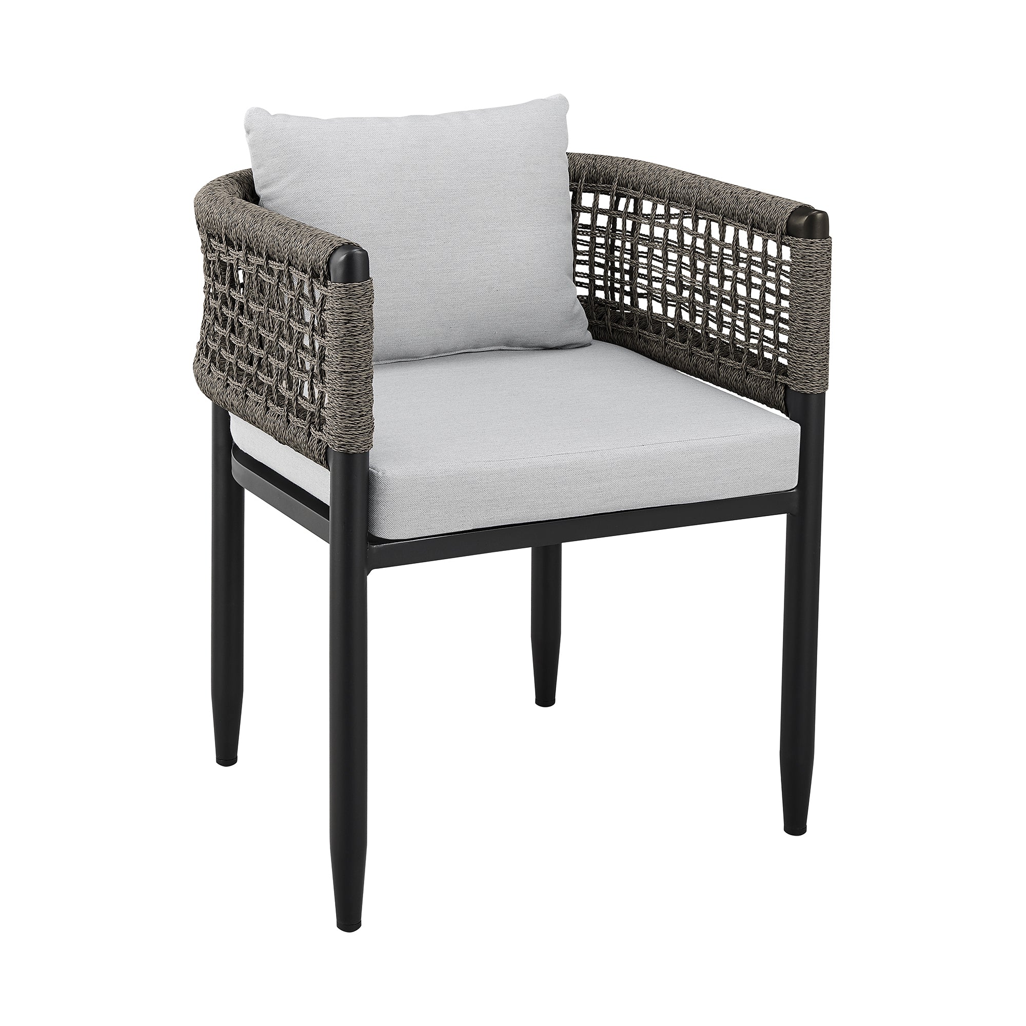 Alegria Outdoor Patio 7-Piece Dining Table Set in Aluminum with Gray Rope and Cushions By Armen Living - Image 3