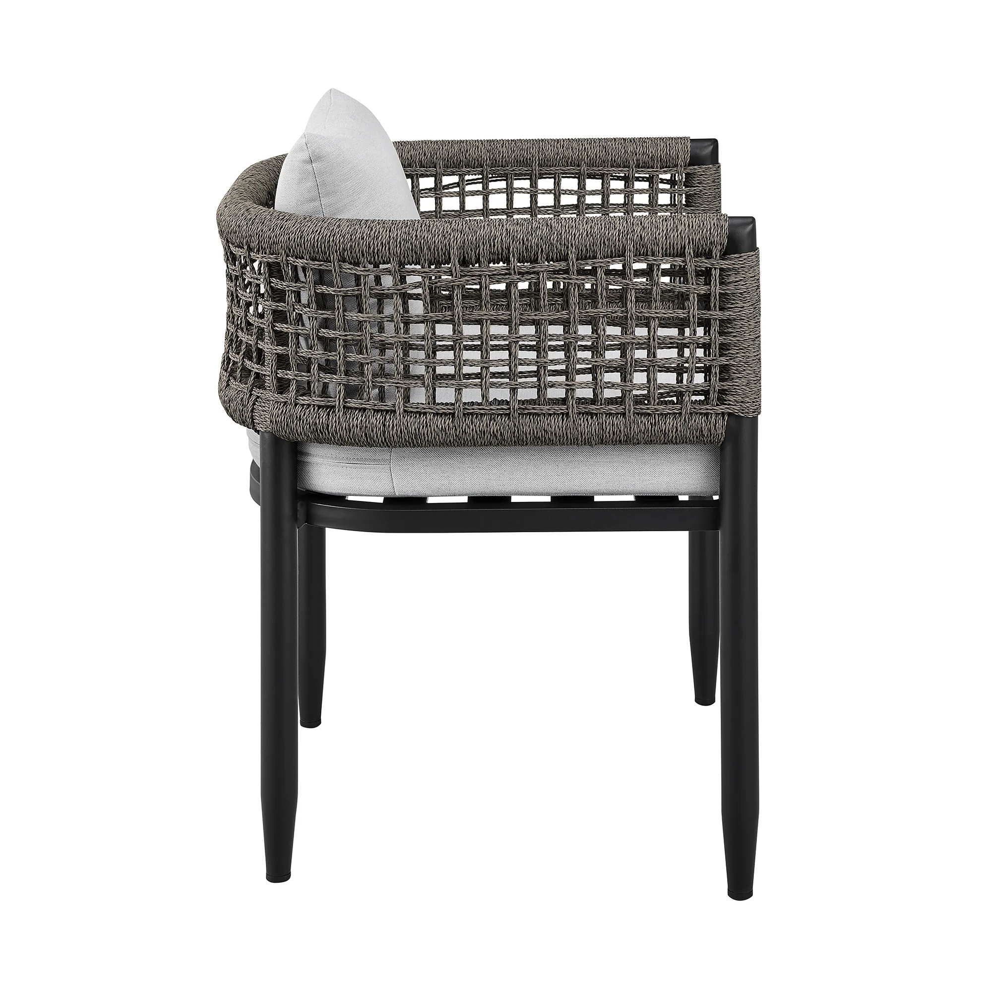 Alegria Outdoor Patio 7-Piece Dining Table Set in Aluminum with Gray Rope and Cushions By Armen Living - Image 4