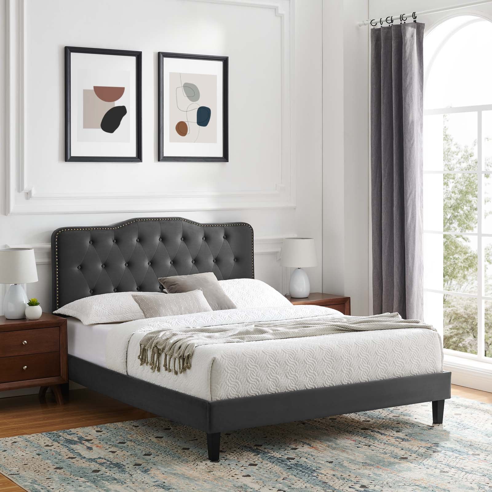 Amber Performance Velvet Queen Platform Bed By Modway - MOD-6777 - Image 7