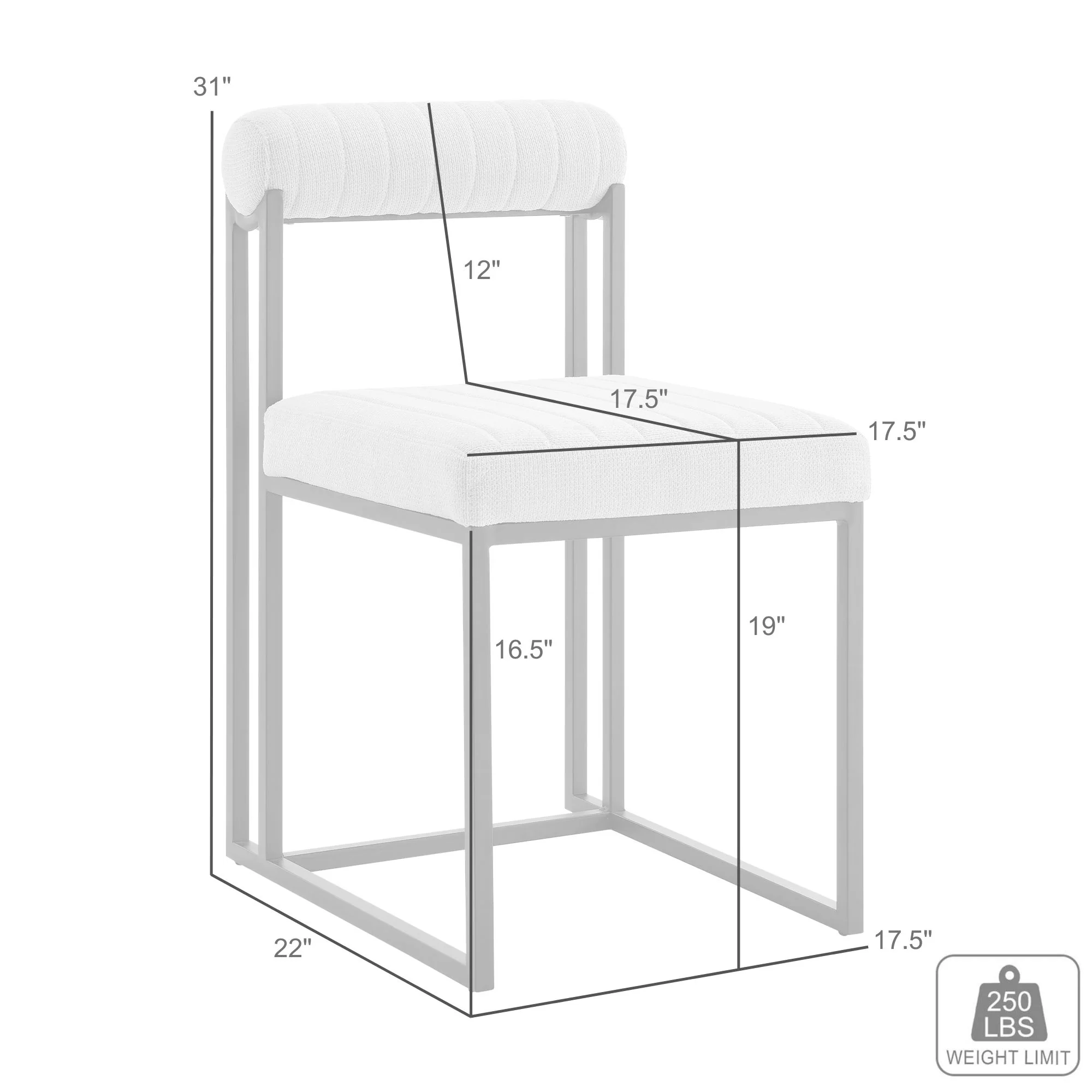Anastasia Dining Chair with Brushed Stainless Steel and Light Gray Fabric - Set of 2 By Armen Living - Image 35