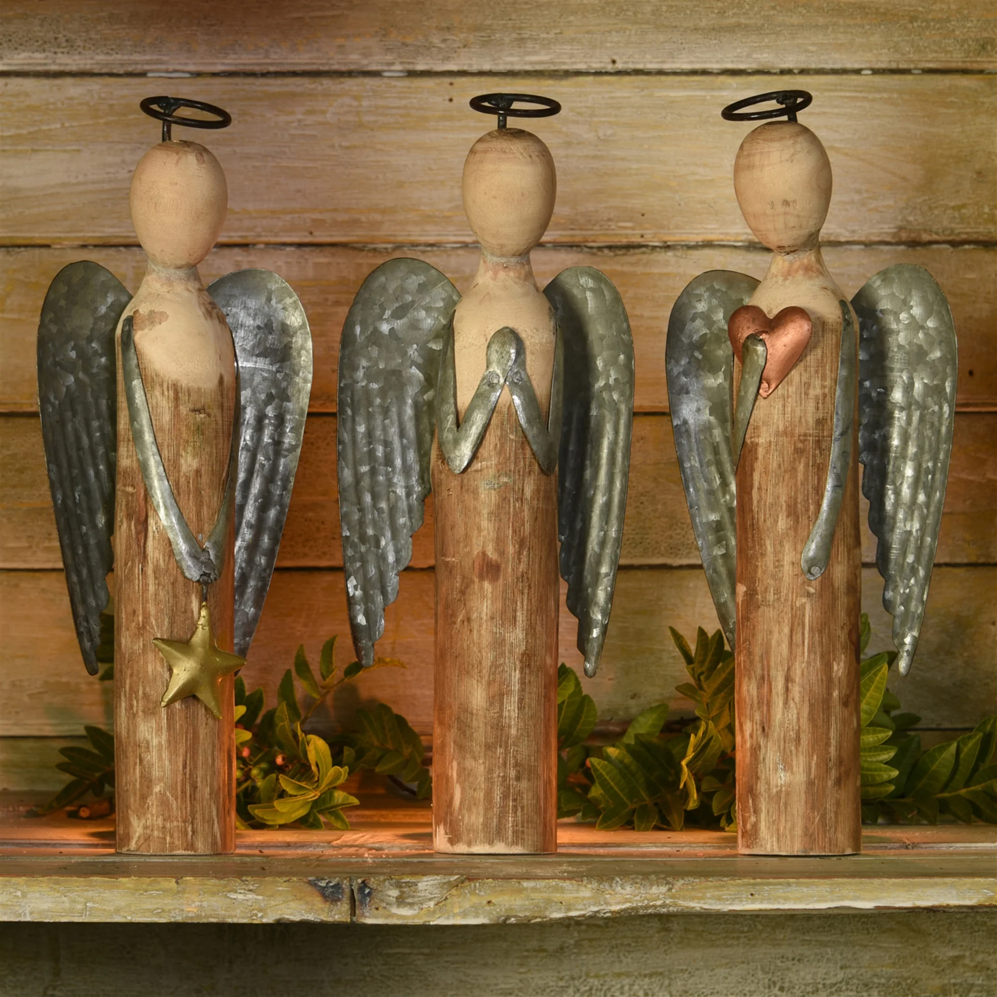 Angel at Prayer, Wood & Metal - Small Set Of 2 By HomArt - Image 4