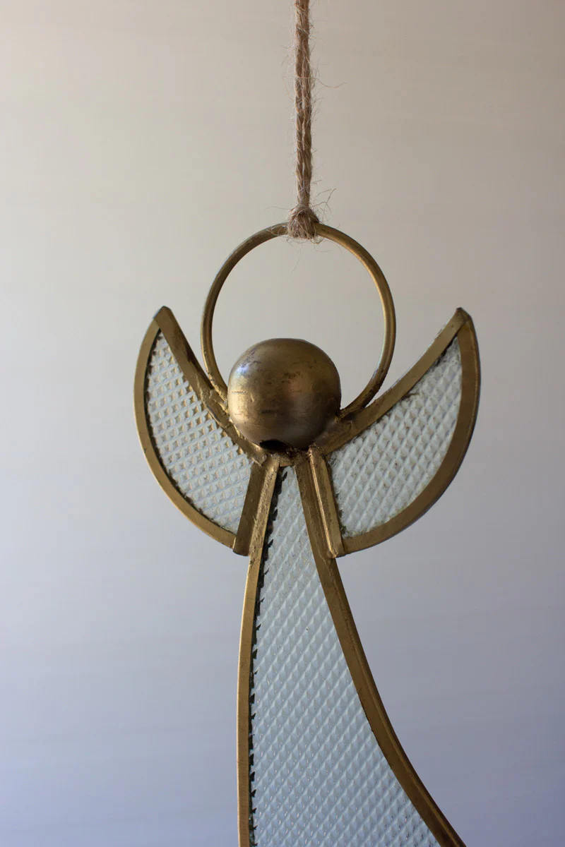 Antique Brass And Glass Angel Christmas Ornament By Kalalou