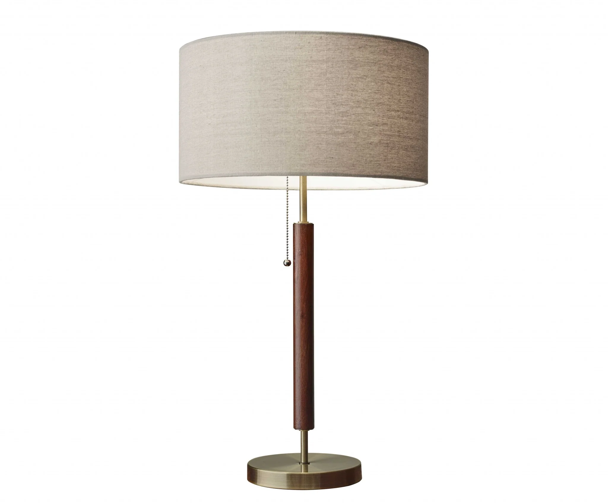 Antique Brass Metal and Walnut Wood Table Lamp By Homeroots