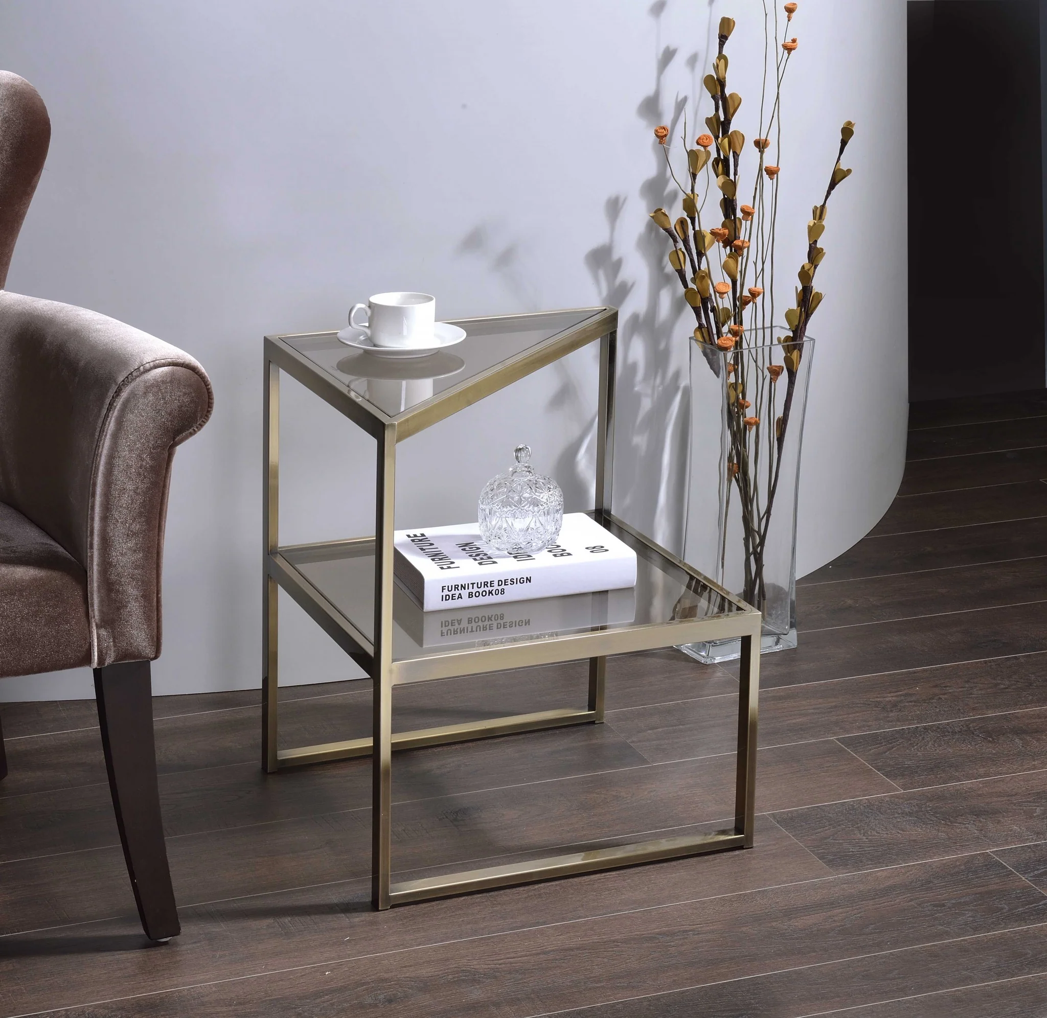 Antique Brass Metal End Table By Homeroots - Image 5