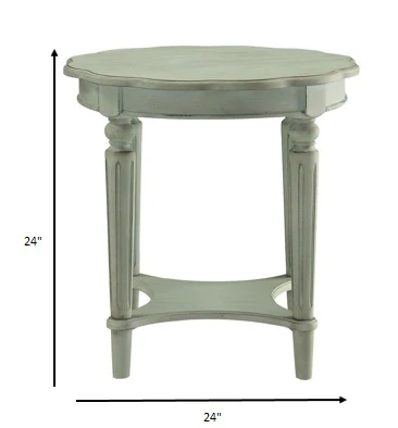 Antique Green Solid Wood End Table By Homeroots - Image 3