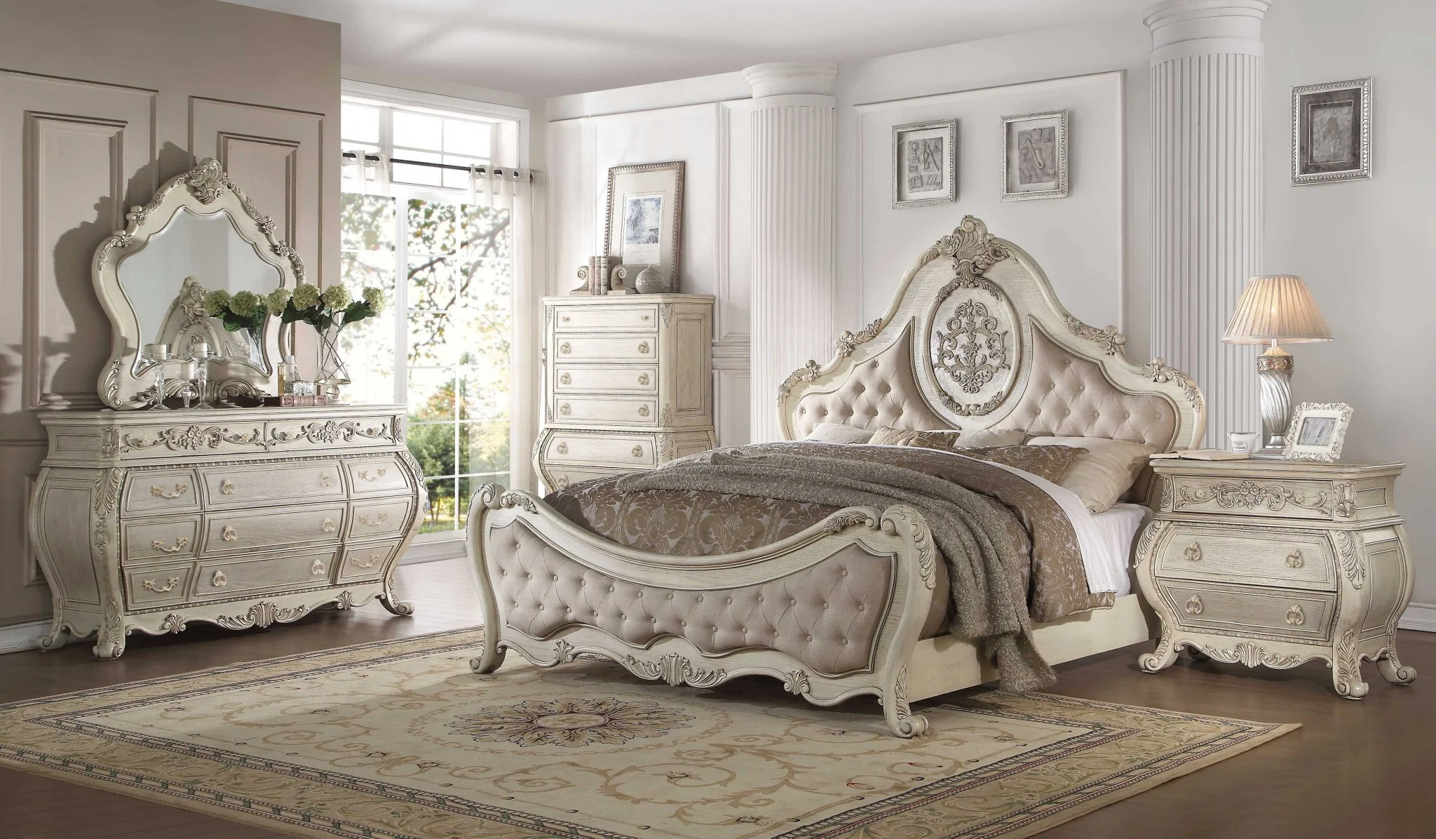Antique White Wood Dresser By Homeroots