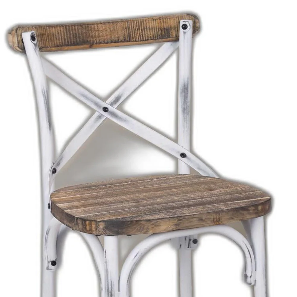 Antique White Wooden Bar Chair By Homeroots - Image 3