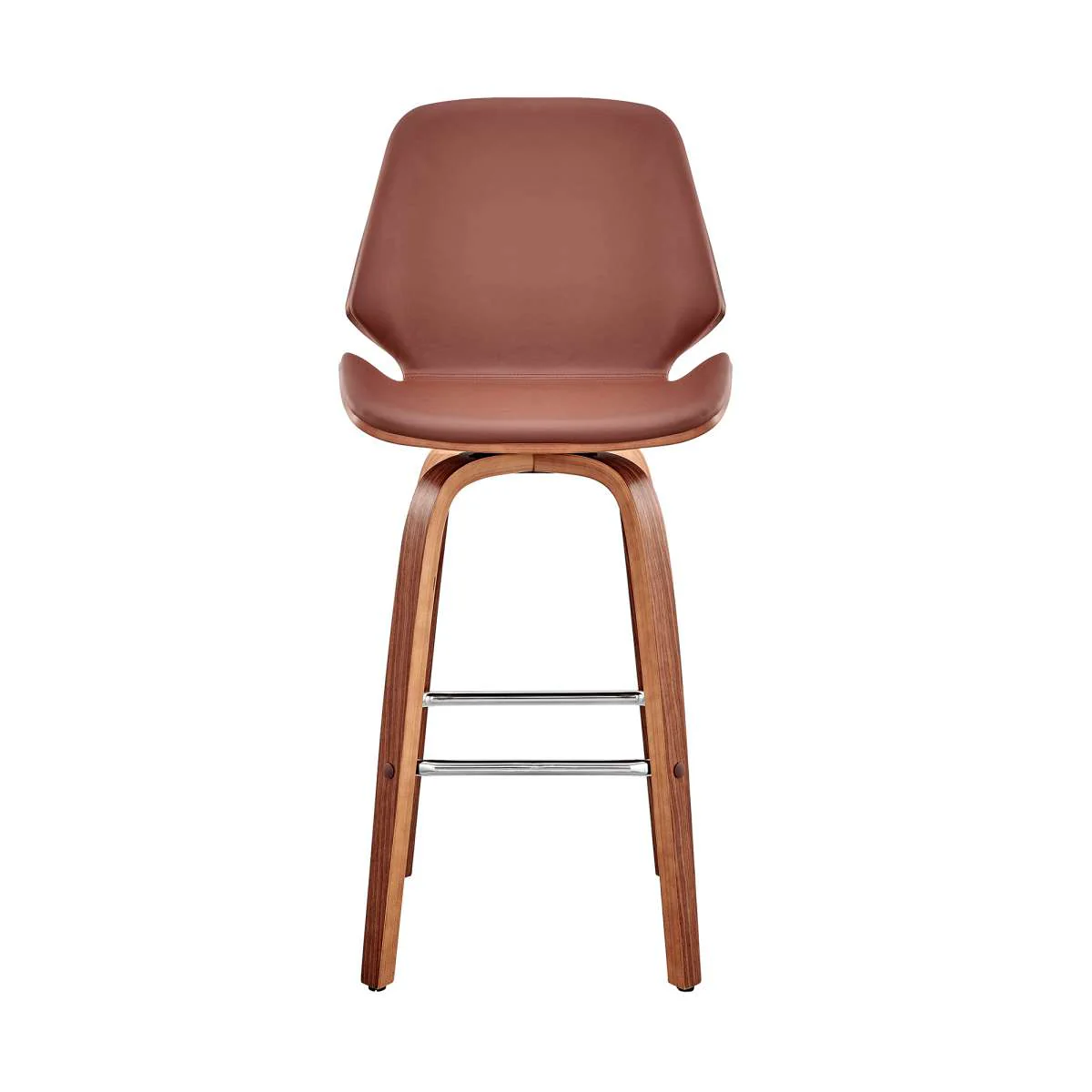 Arabela 26" Gray Faux Leather and Black Wood Swivel Bar Stool By Armen Living - Image 9