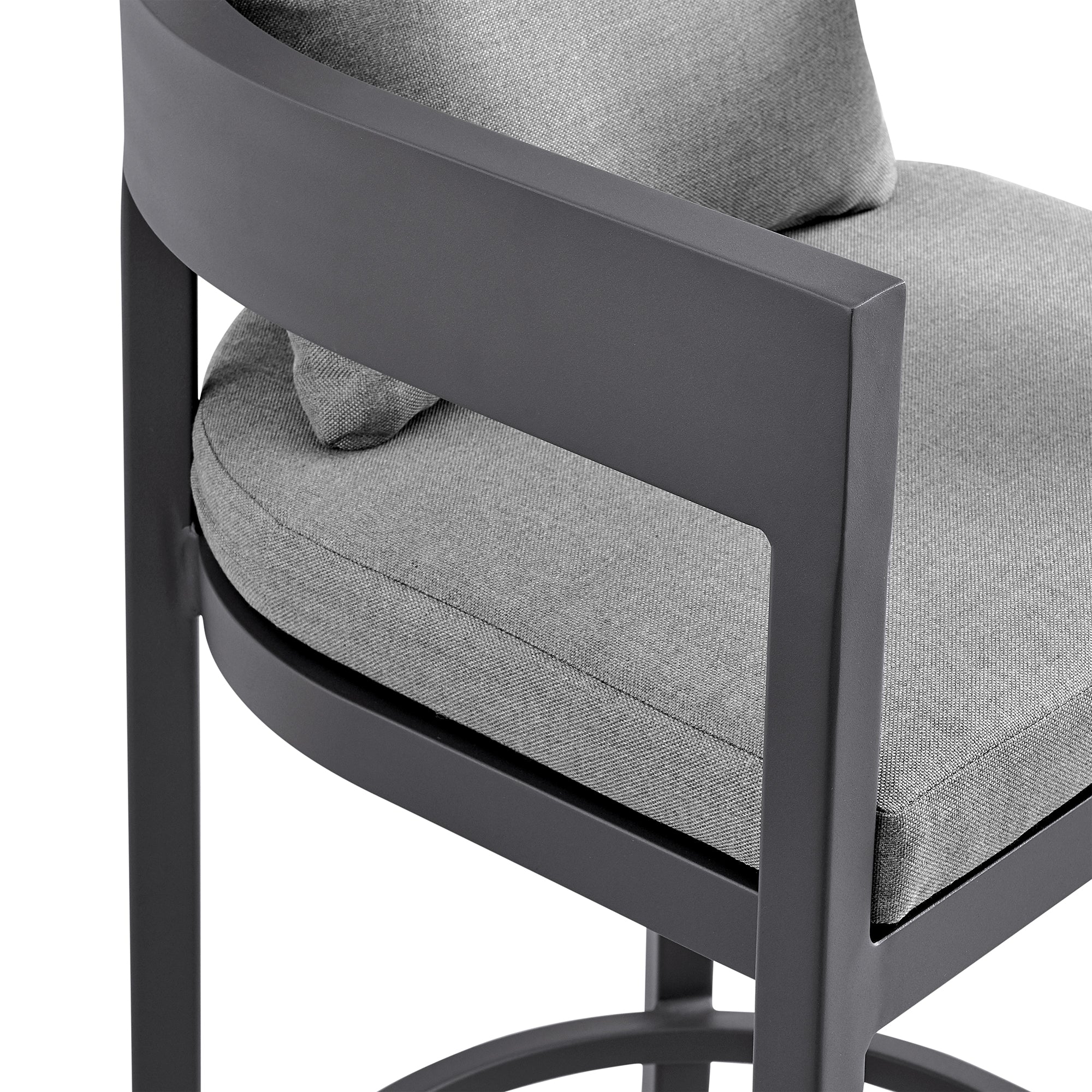 Argiope Outdoor Patio 5-Piece Bar Table Set in Aluminum with Grey Cushions By Armen Living - Image 7