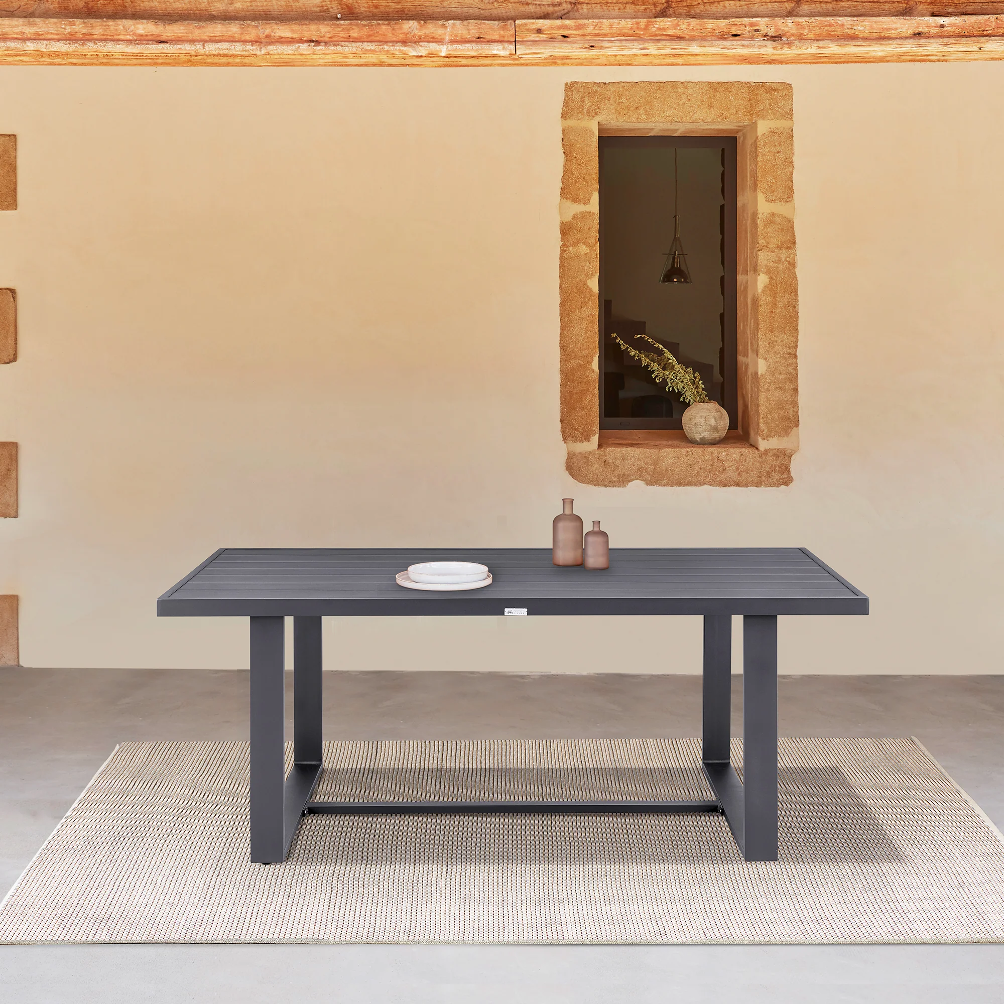 Argiope Outdoor Patio Dining Table in Aluminum By Armen Living