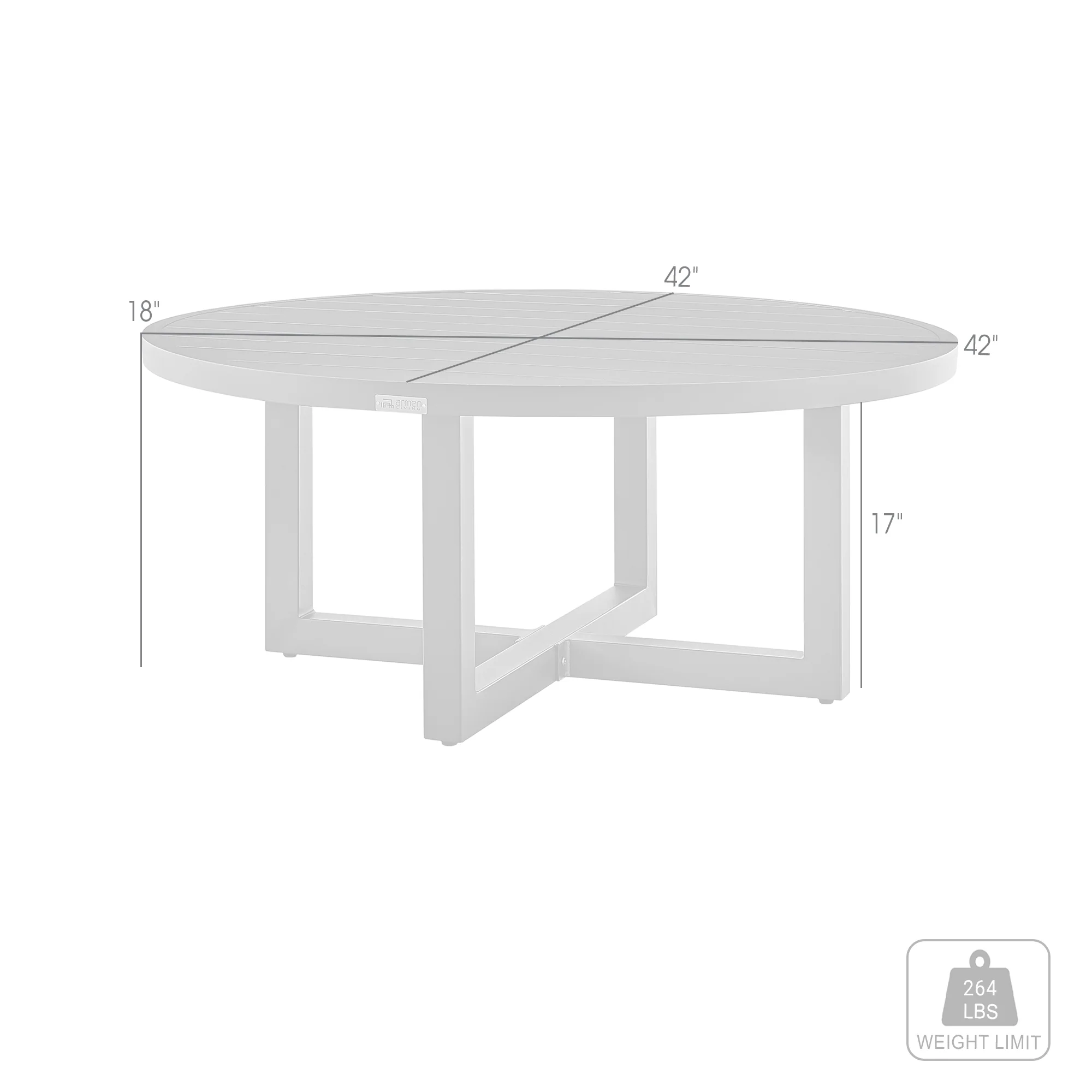 Argiope Outdoor Patio Round Coffee Table in Black Aluminum By Armen Living - Image 7