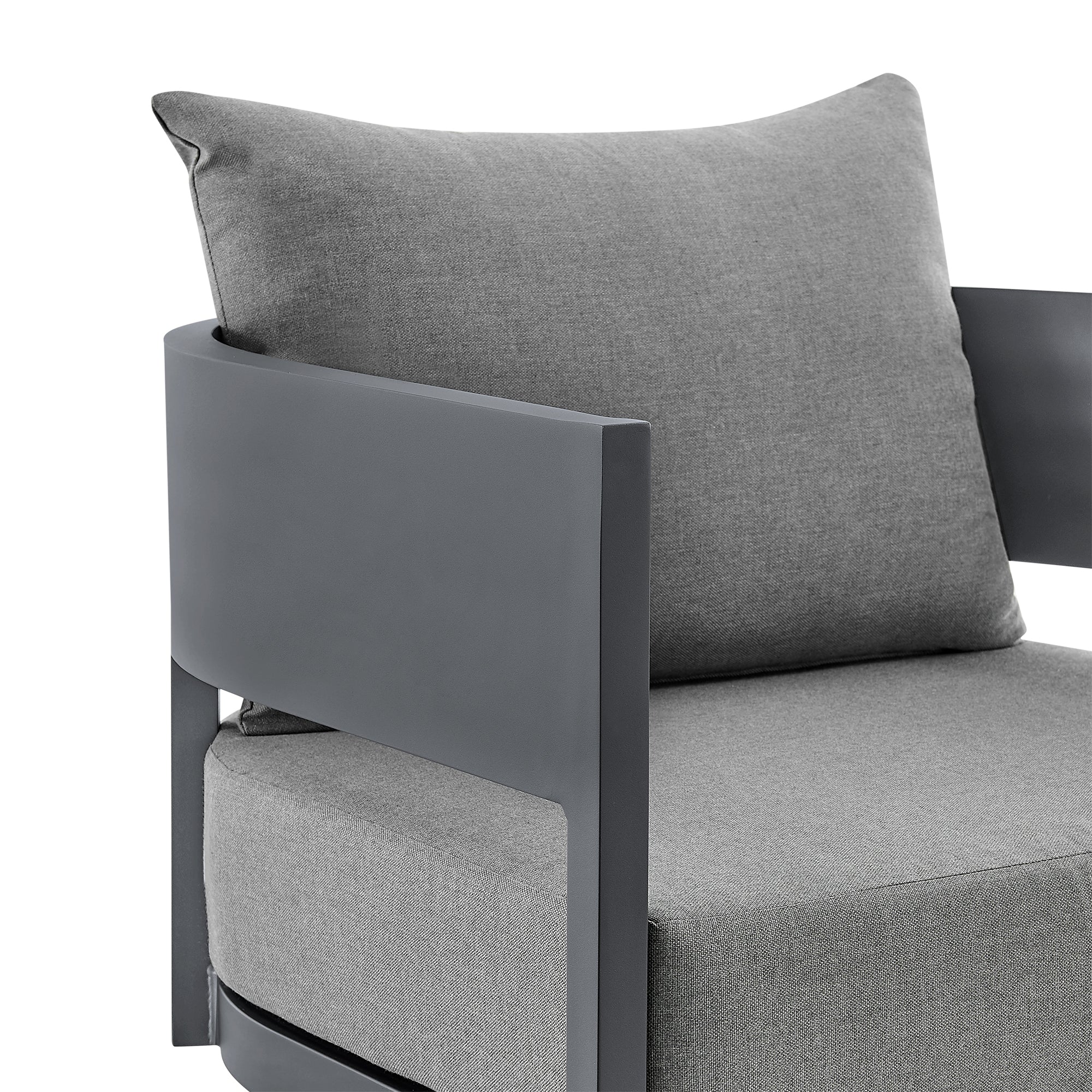 Argiope Outdoor Patio Swivel Rocking Chair in Grey Aluminum with Cushions By Armen Living - Image 6