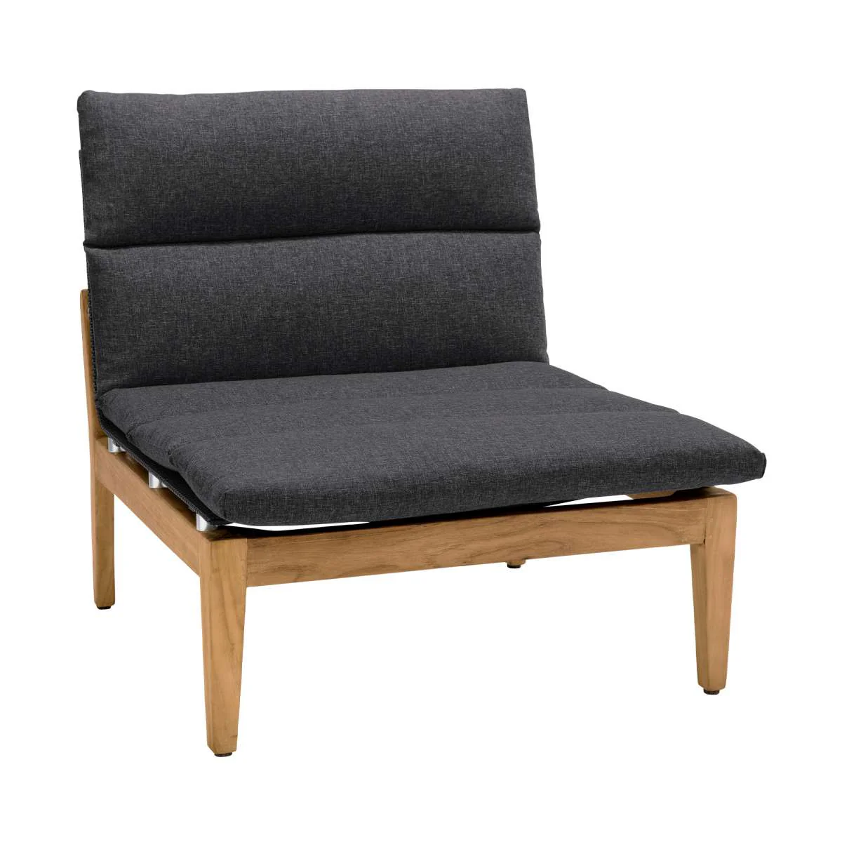 Arno Outdoor 7 Piece Teak Wood Seating Set in Charcoal Olefin By Armen Living - Image 3