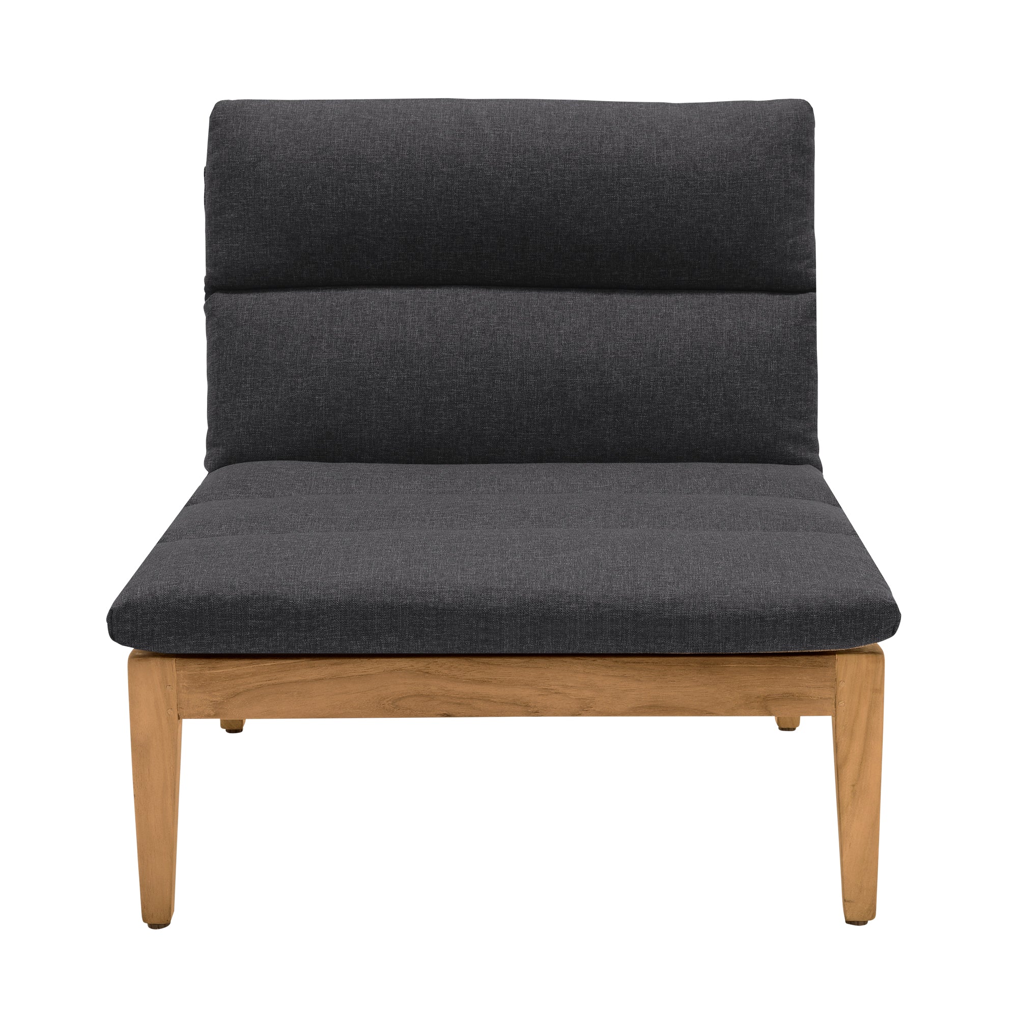 Arno Outdoor Modular Teak Wood Lounge Chair with Charcoal Olefin - Set of 2 By Armen Living - Image 4