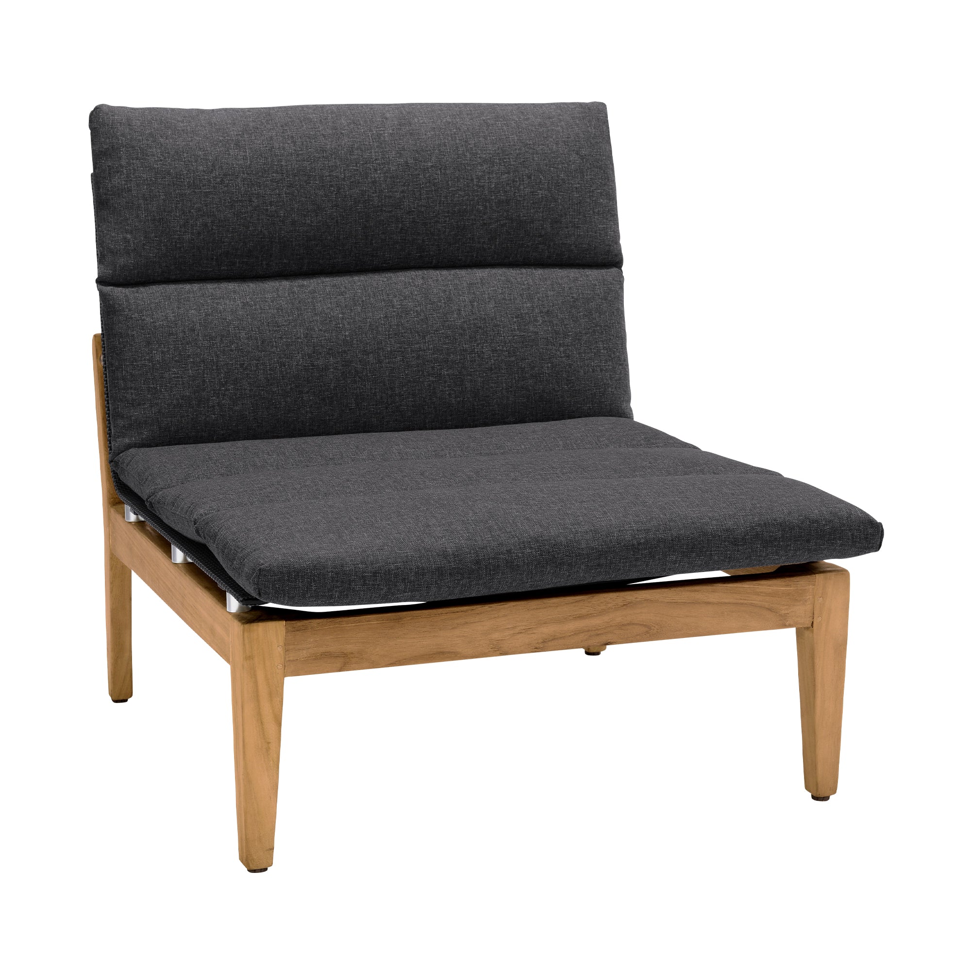 Arno Outdoor Modular Teak Wood Lounge Chair with Charcoal Olefin - Set of 2 By Armen Living - Image 9