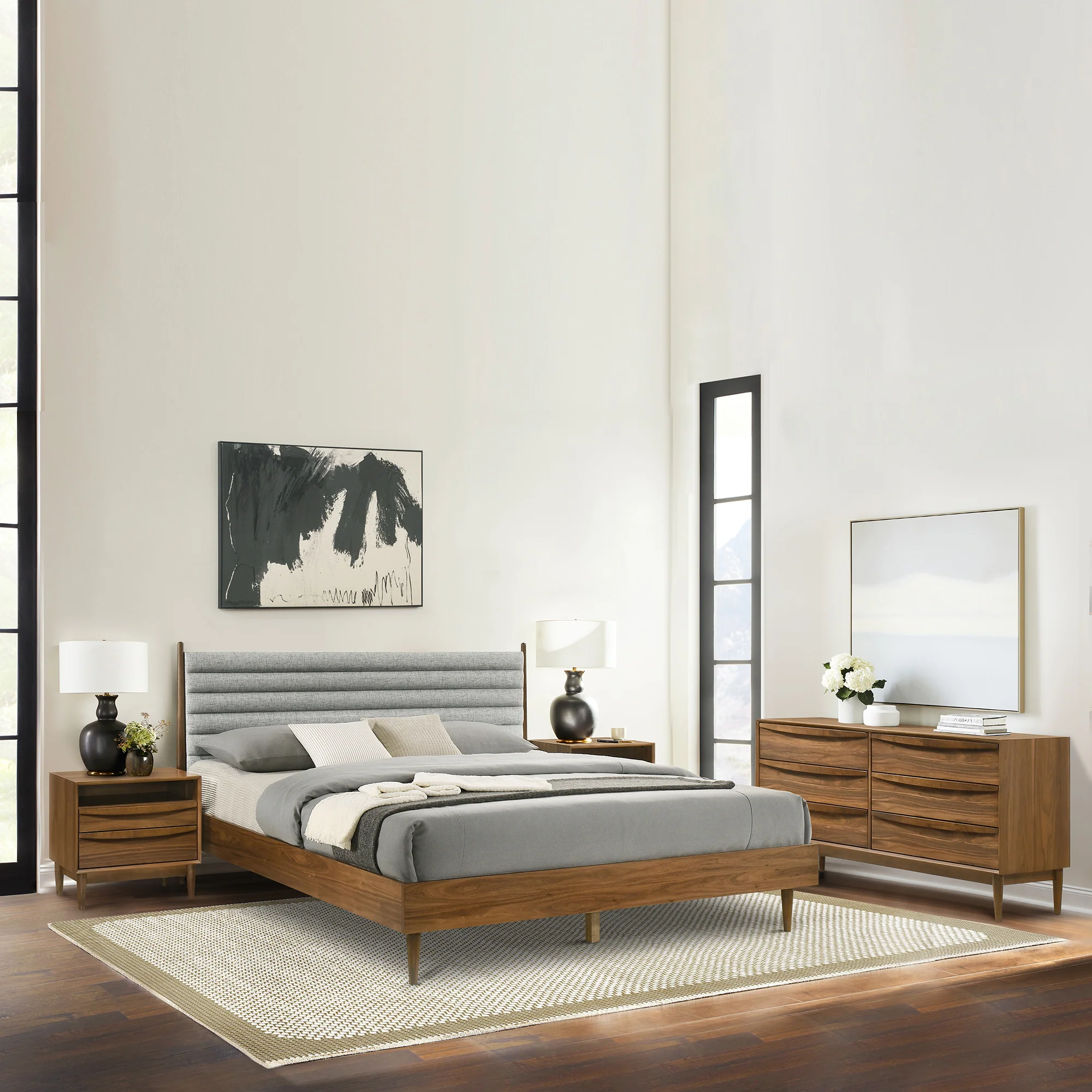 Artemio 2 Drawer Wood Nightstand with Shelf in Walnut Finish By Armen Living - Image 2
