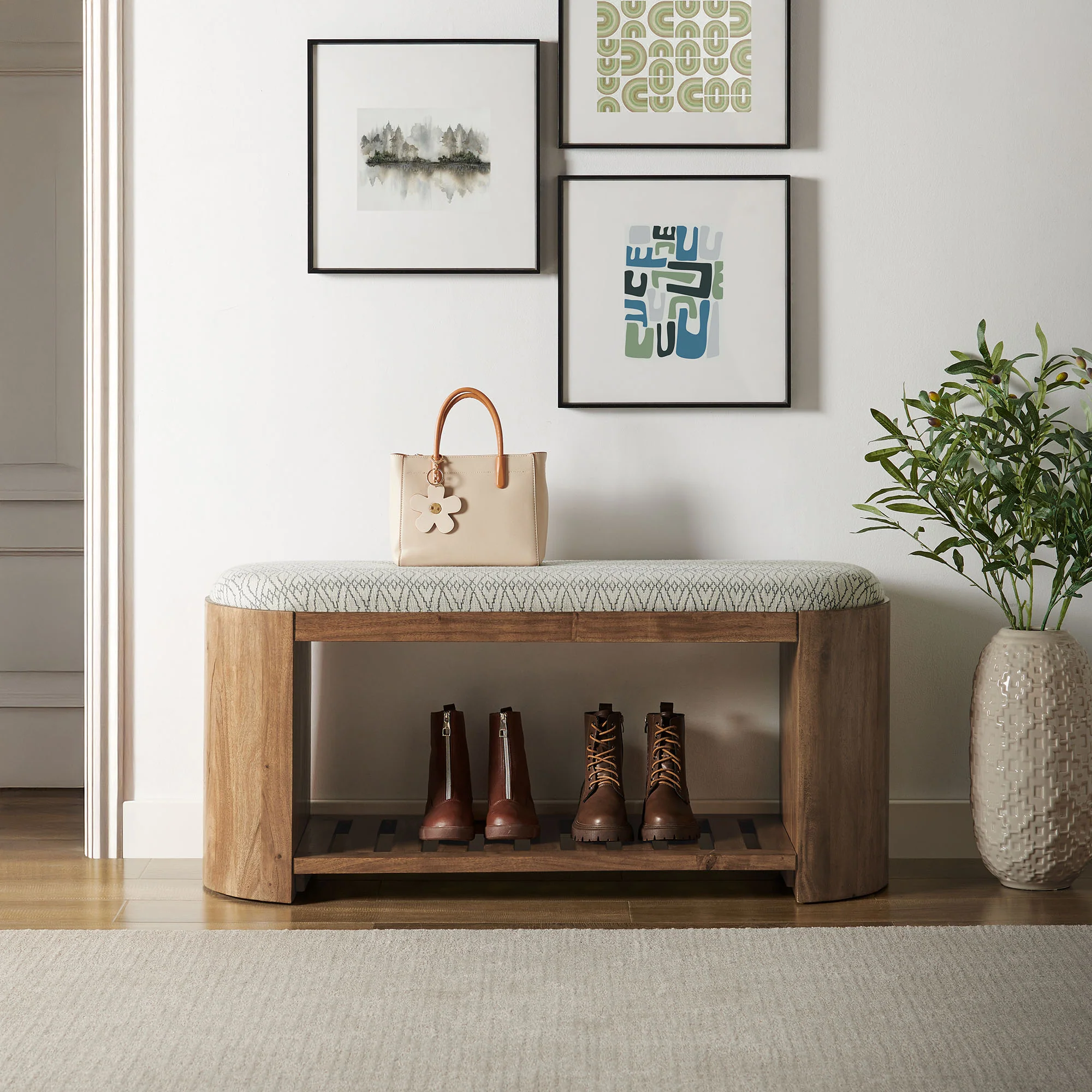 Ashby 45" Geometric Upholstered Bench by Modway