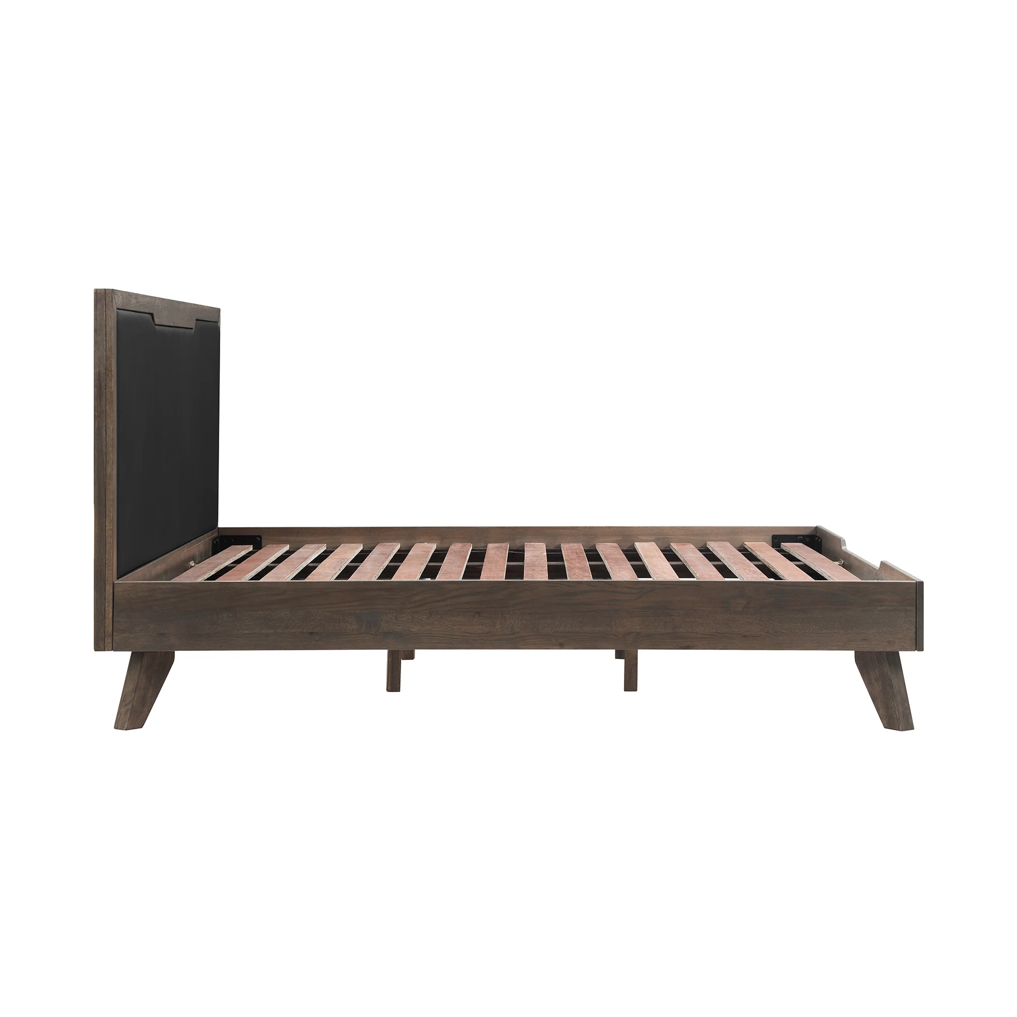 Astoria 3 Piece King Bedroom Set in Oak with Black Faux Leather  By Armen Living - Image 4