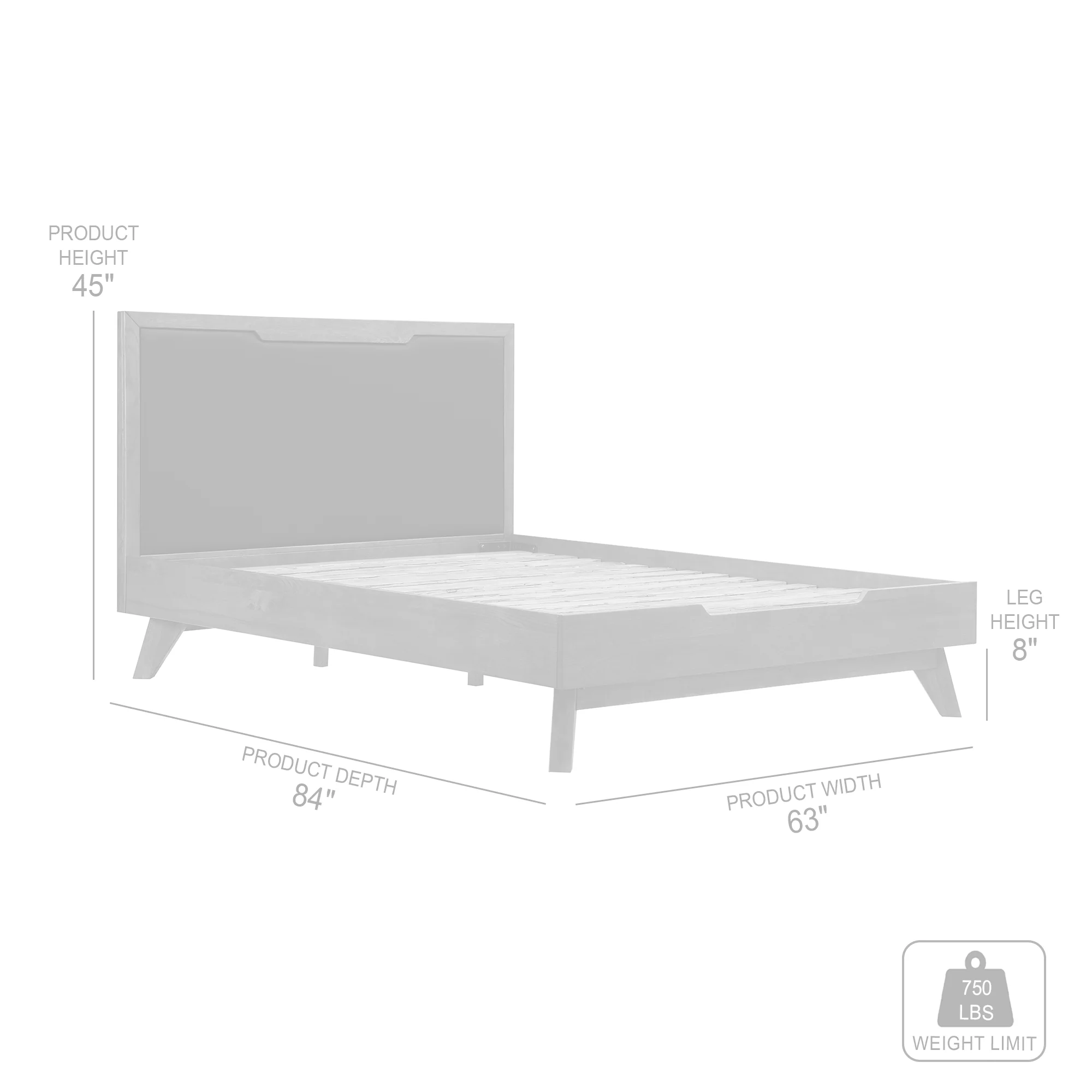 Astoria 3 Piece Queen Bedroom Set in Oak with Black Faux Leather  By Armen Living - Image 9