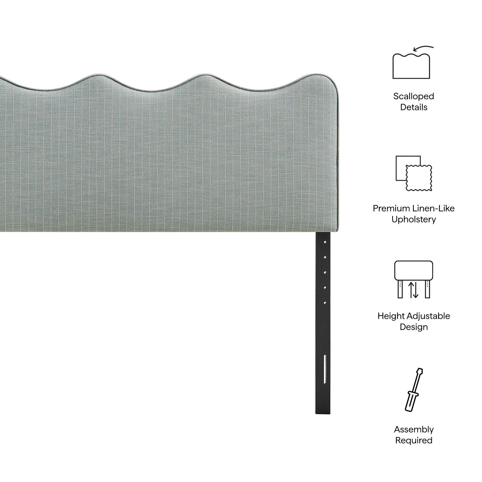Athena Striped Fabric Upholstered King Size Headboard by Modway - Image 26