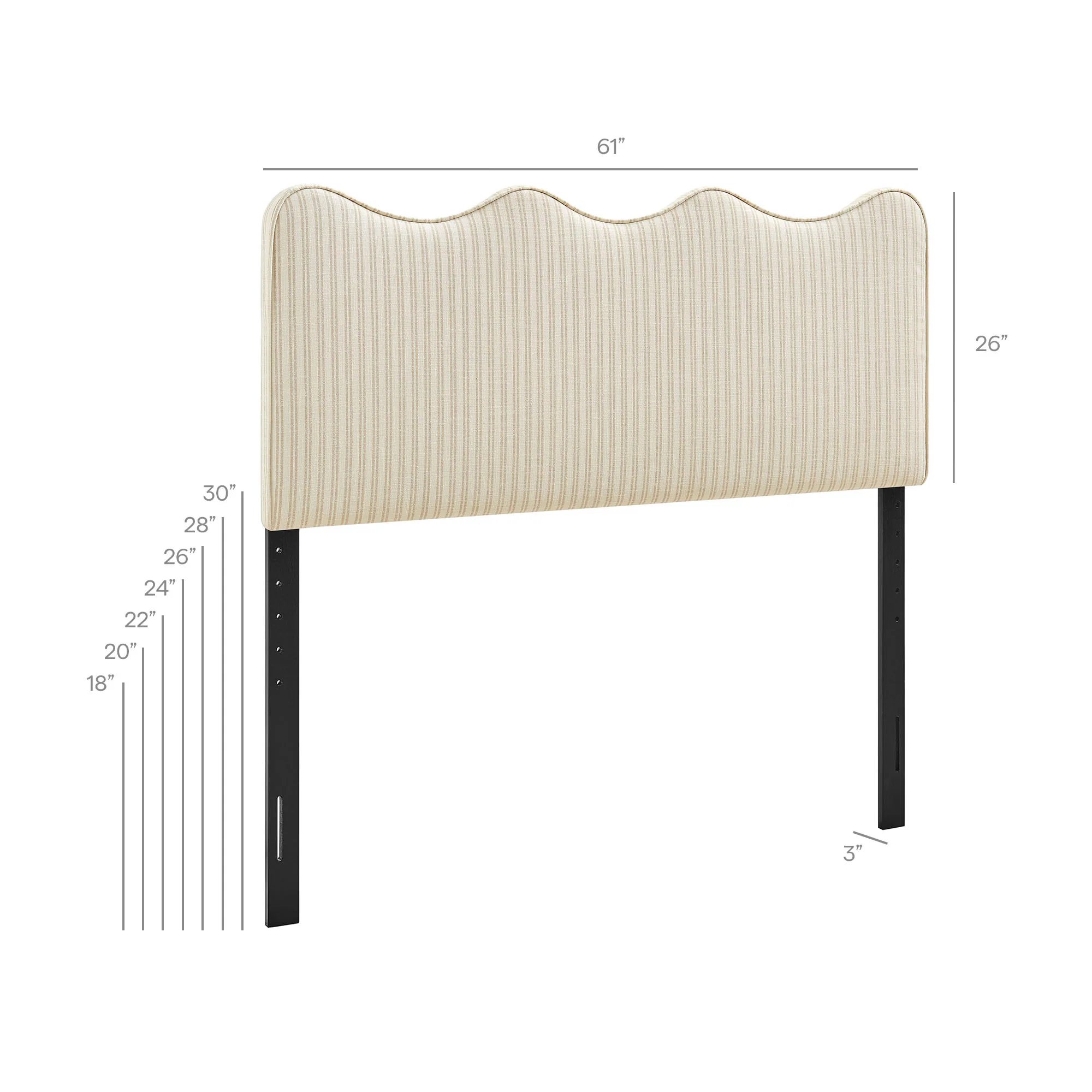 Athena Striped Fabric Upholstered Queen Size Headboard by Modway - Image 16