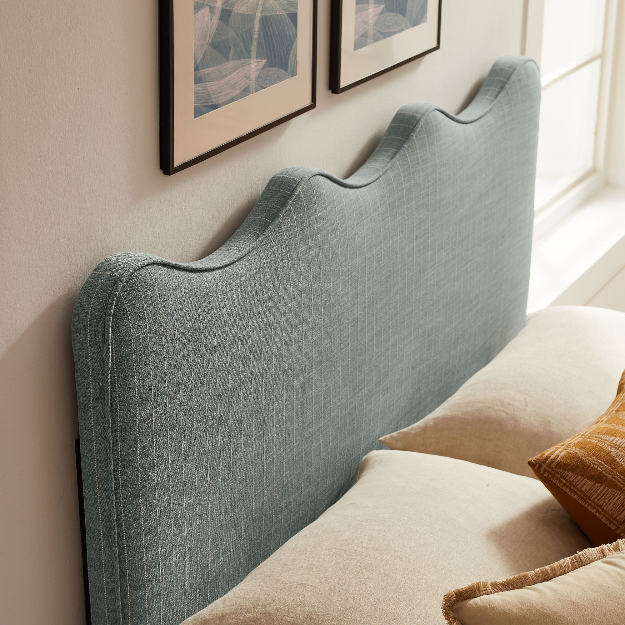 Athena Striped Fabric Upholstered Queen Size Headboard by Modway - Image 21