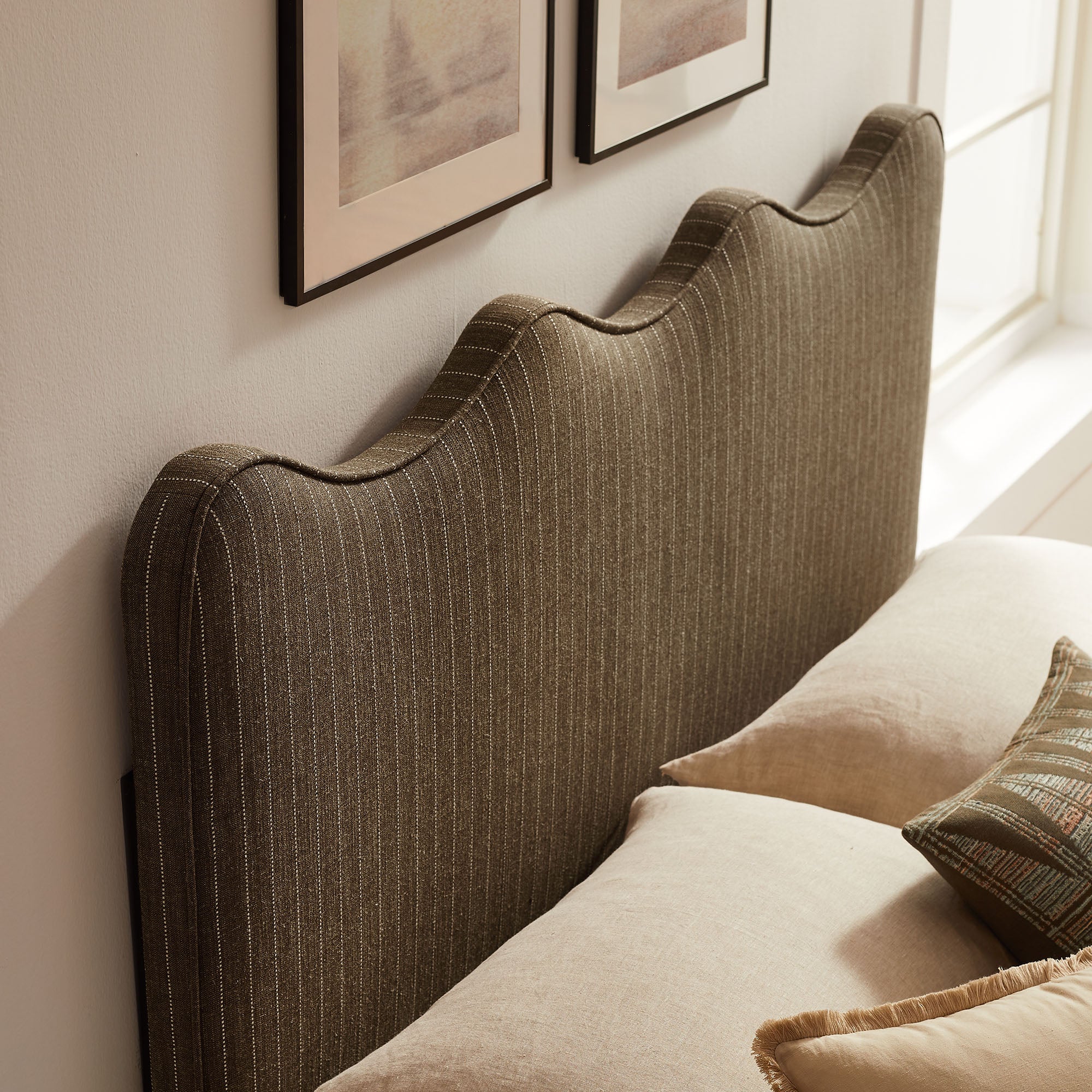 Athena Striped Fabric Upholstered Queen Size Headboard by Modway - Image 5