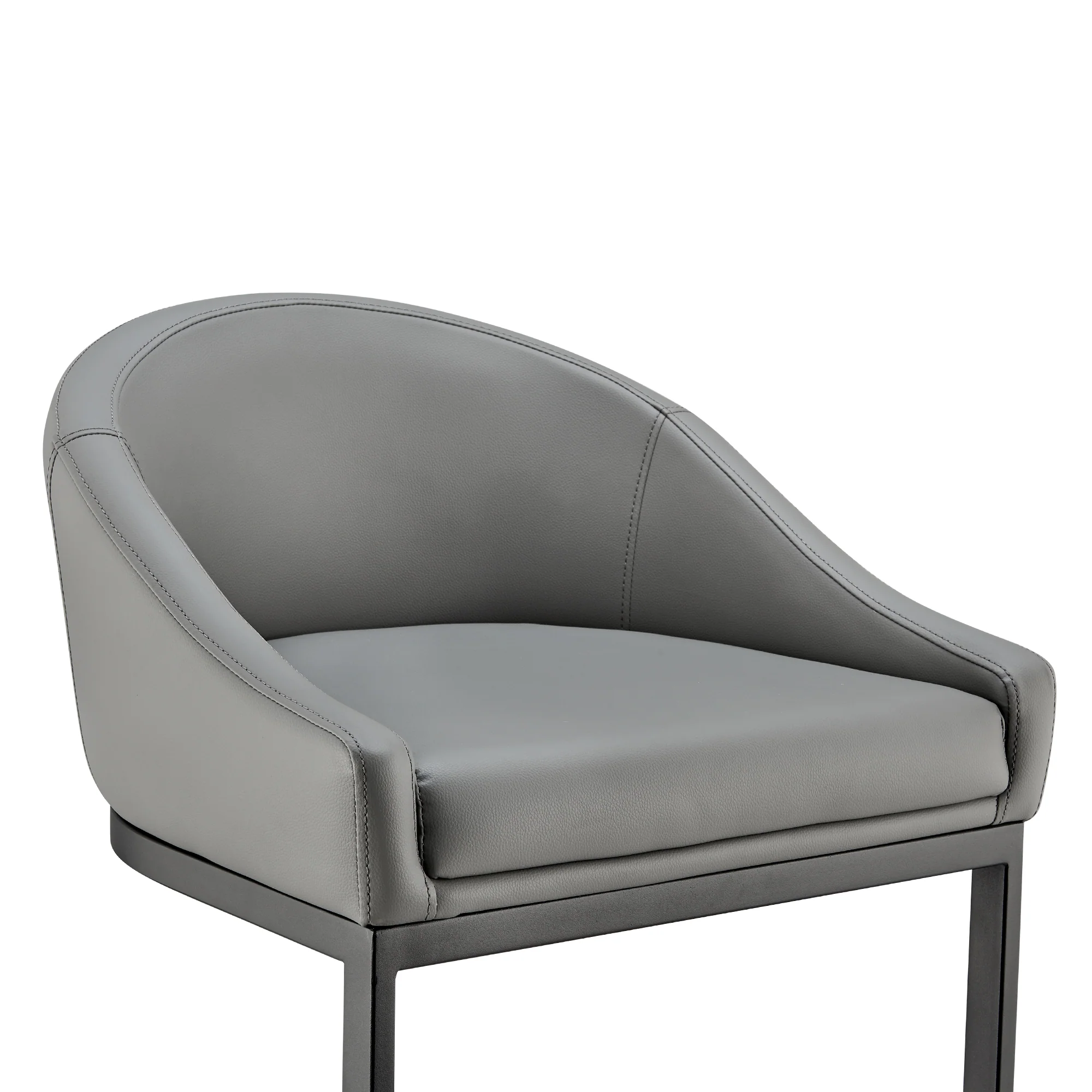 Atherik Counter Stool in Black Metal with Grey Faux Leather By Armen Living - Image 7