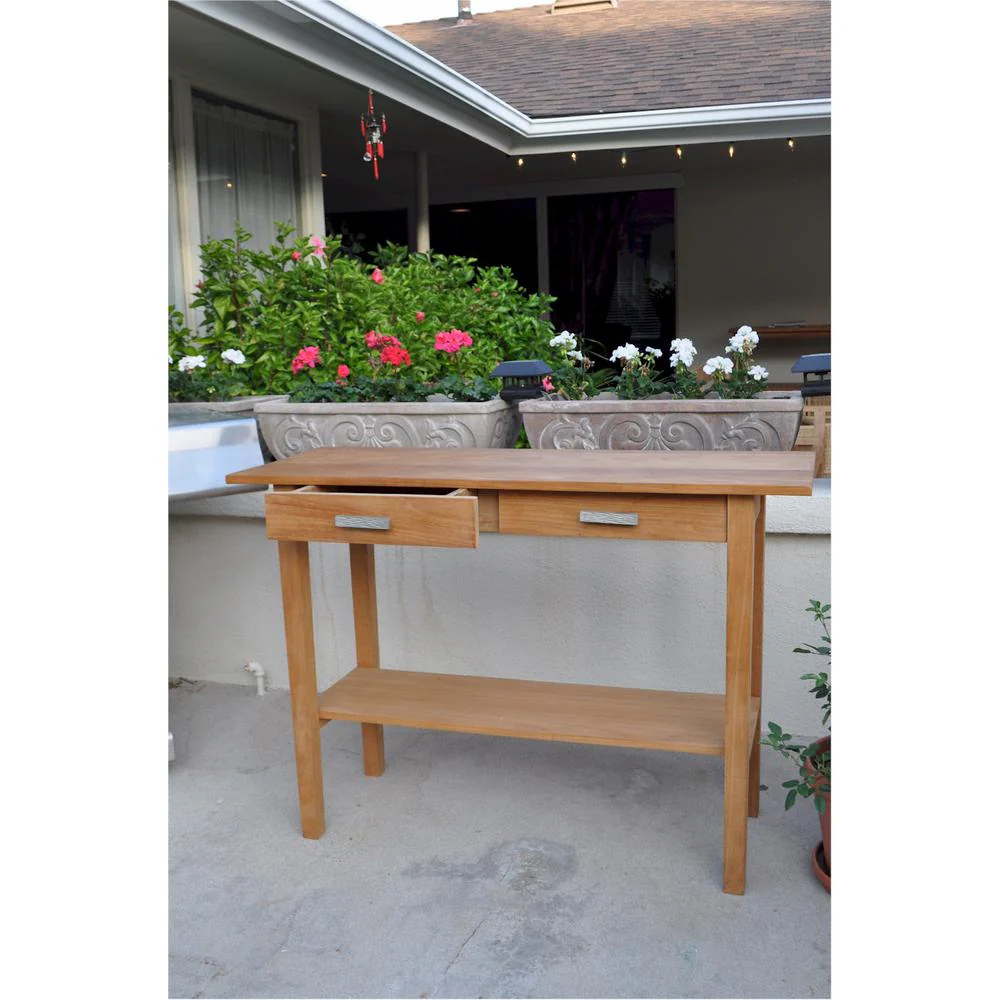 Atlanta Rectangular Serving Table W/ 2 Drawers And 1 Shelf By Anderson Teak