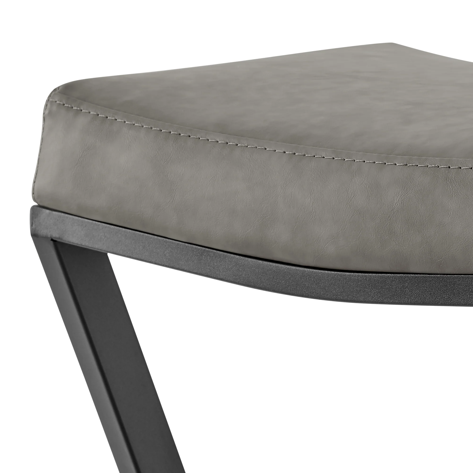 Atlantis 30" Backless Bar Stool with Matte Black Iron and Vintage Gray Faux Leather By Armen Living - Image 10