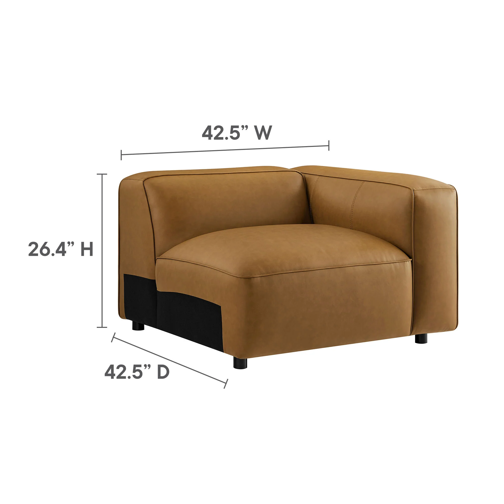 Auren 3-Piece Upholstered Vegan Leather Modular Sofa by Modway - Image 8