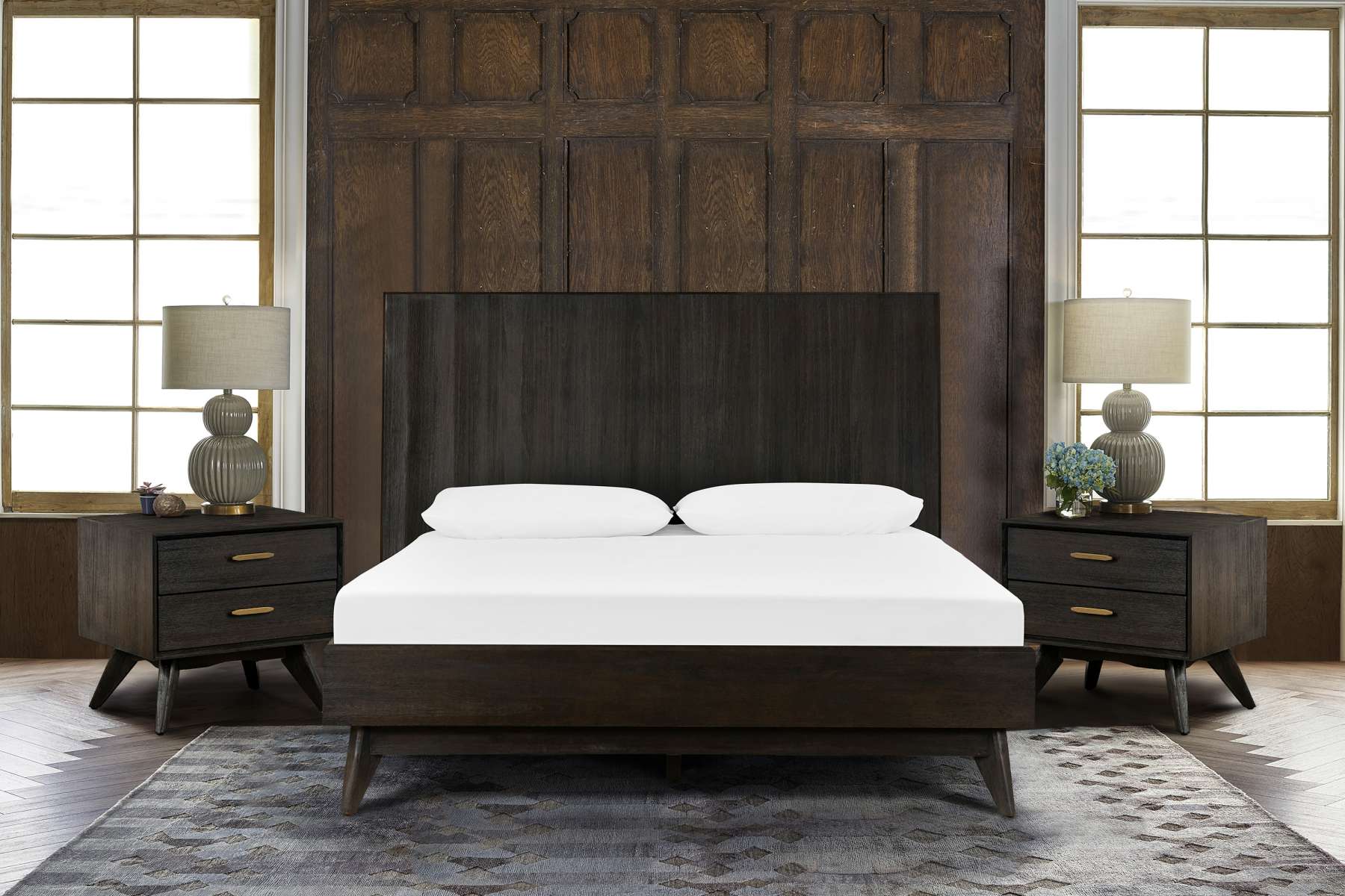 Baly 3 Piece Acacia King Loft Bed and Nightstands Bedroom Set By Armen Living