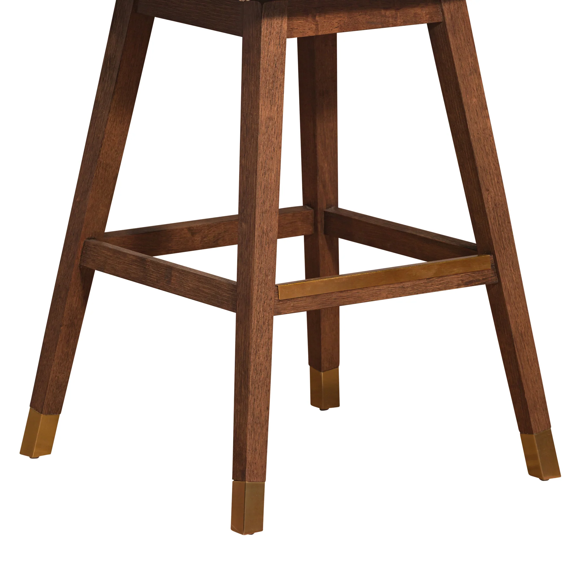 Basila Swivel Bar Stool in Brown Oak Wood Finish with Beige Fabric By Armen Living - Image 8