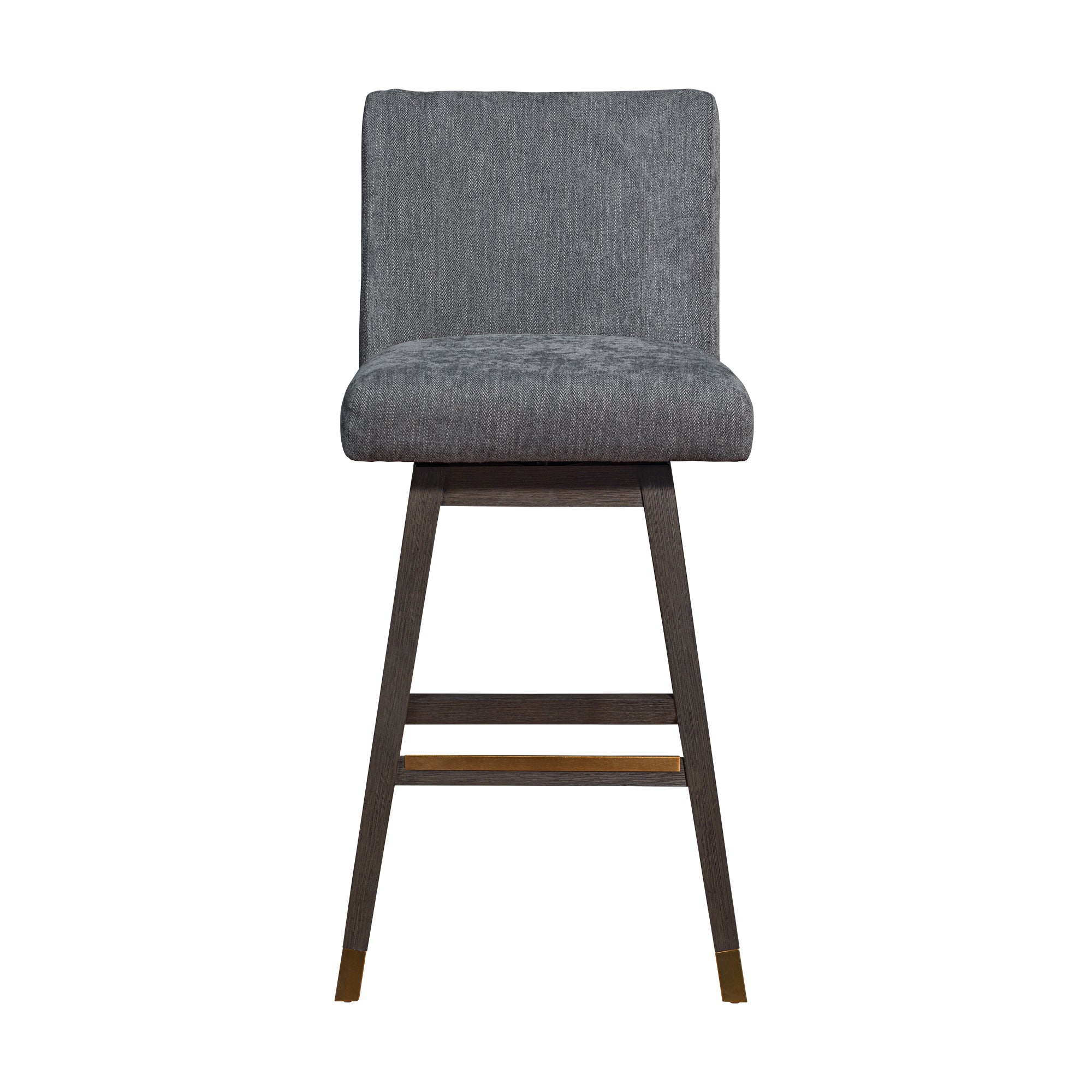 Basila Swivel Bar Stool in Grey Oak Wood Finish with Grey Fabric By Armen Living - Image 4