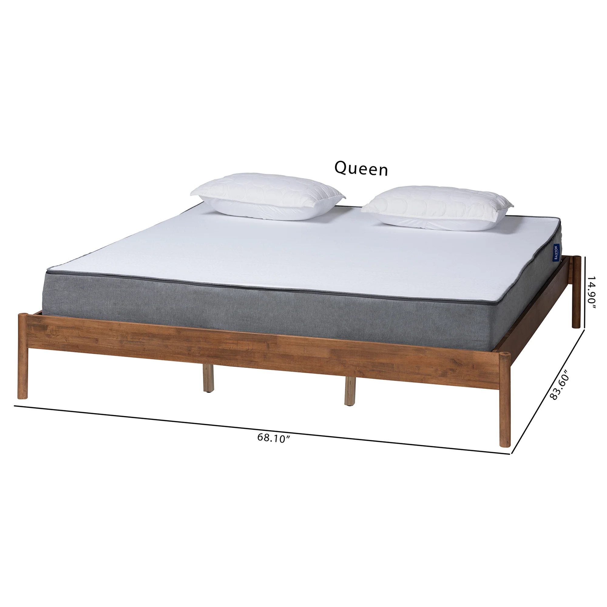 Baxton Studio Agatis Mid-Century Modern Ash Walnut Finished Wood Queen Size Bed Frame - Image 9