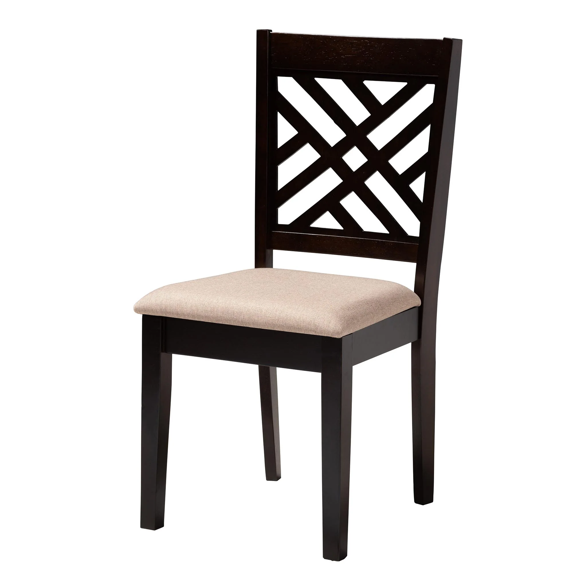 Baxton Studio Alena Modern Sand Fabric and Dark Brown Finished Wood 5-Piece Dining Set - Image 5