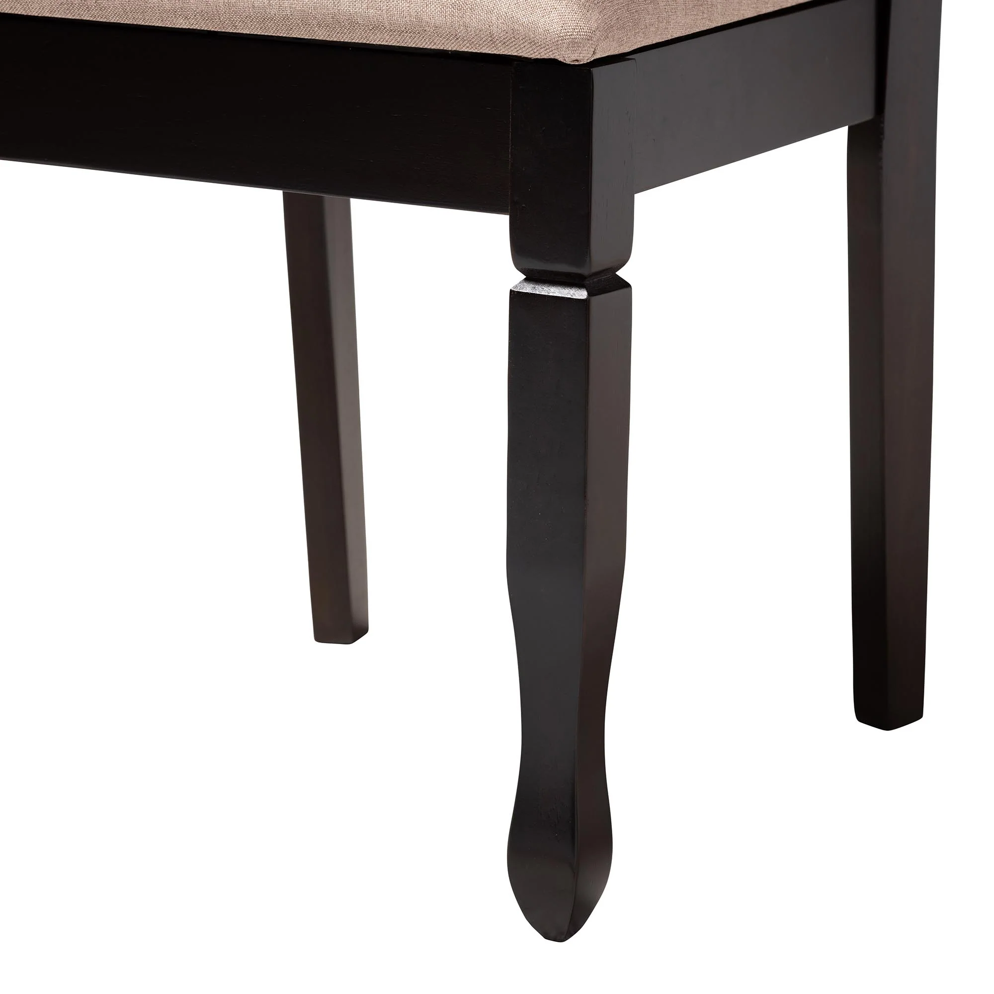 Baxton Studio April Modern Sand Fabric and Dark Brown Finished Wood 5-Piece Dining Set - Image 7