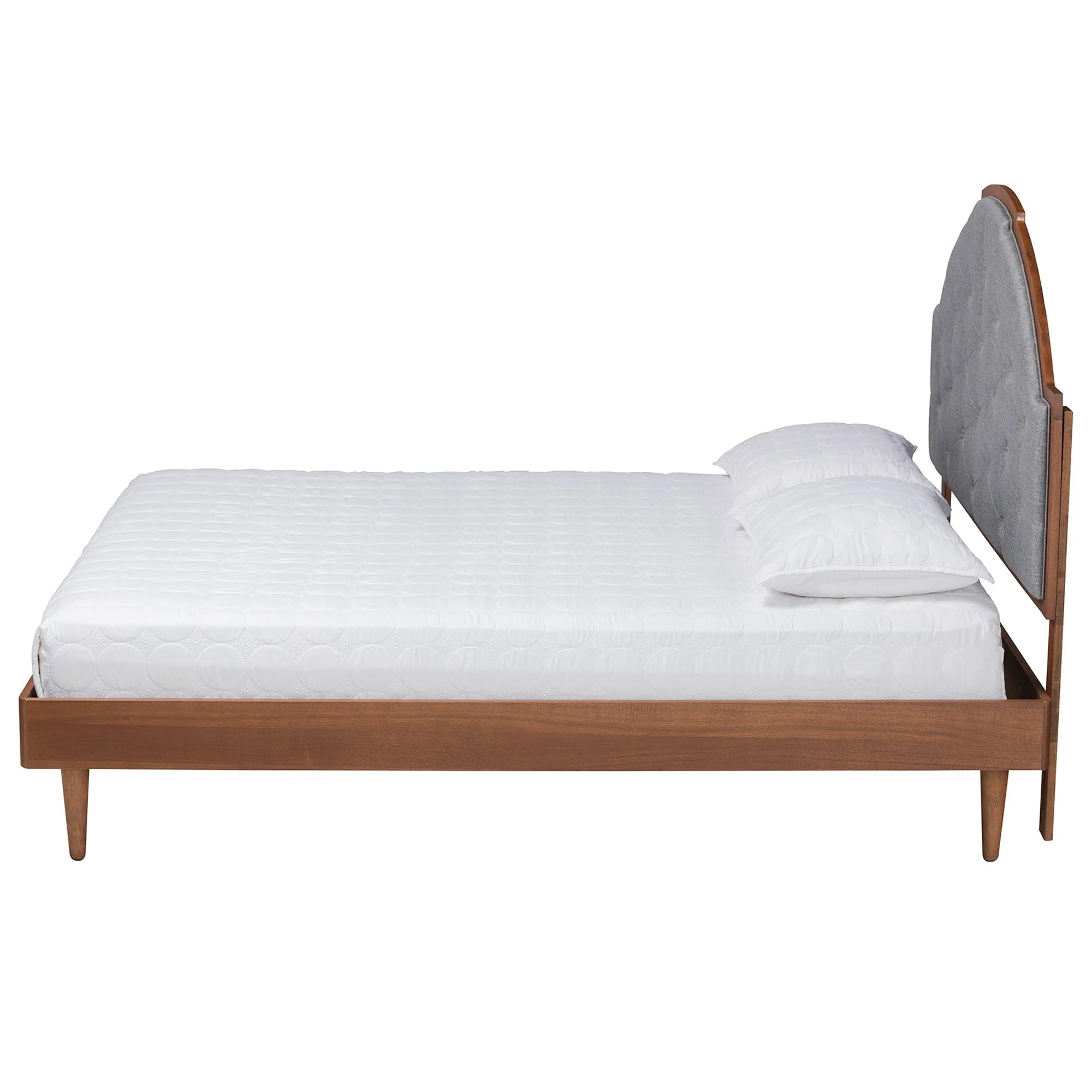 Baxton Studio Ardelle Mid-Century Modern Grey Fabric and Walnut Brown Wood Queen Size Platform Bed - Image 7