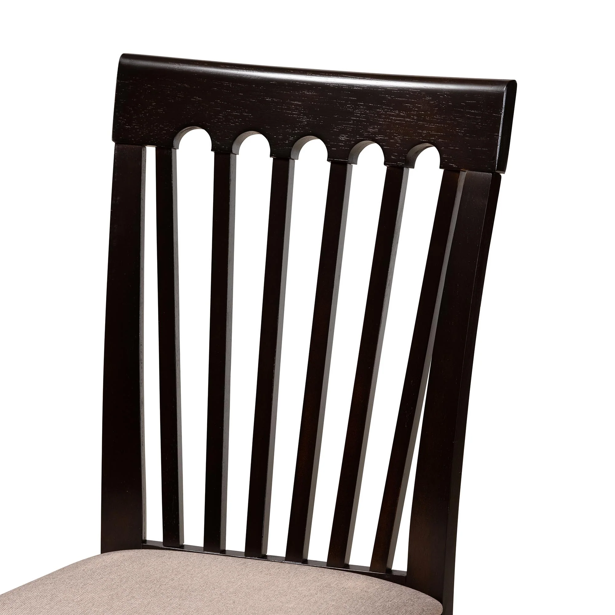 Baxton Studio Bailey Modern Grey Fabric and Dark Brown Finished Wood 5-Piece Dining Set - Image 6