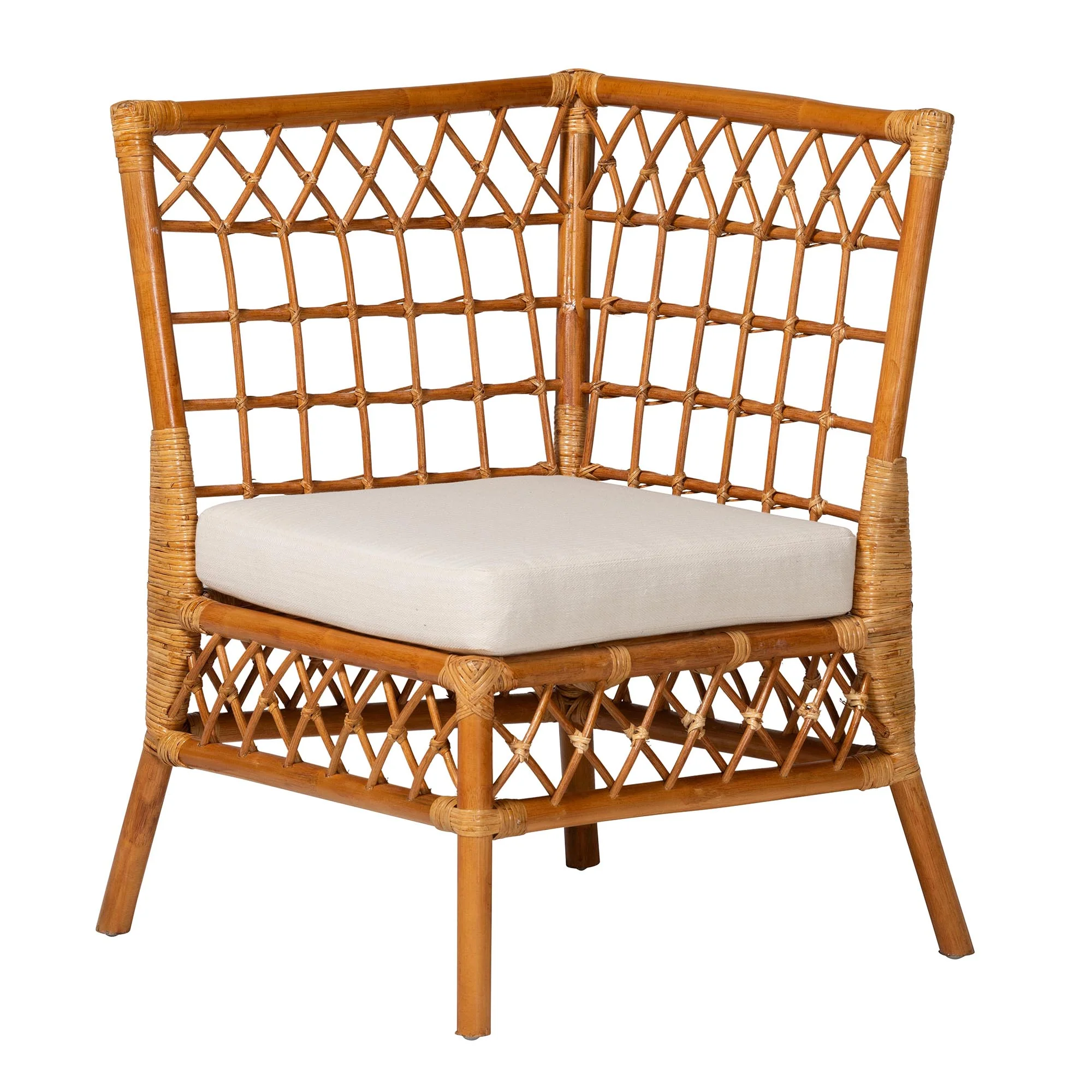 Baxton Studio bali & pari Adalina Modern Bohemian Honey Rattan 4-Piece Dining Nook Set - Image 4