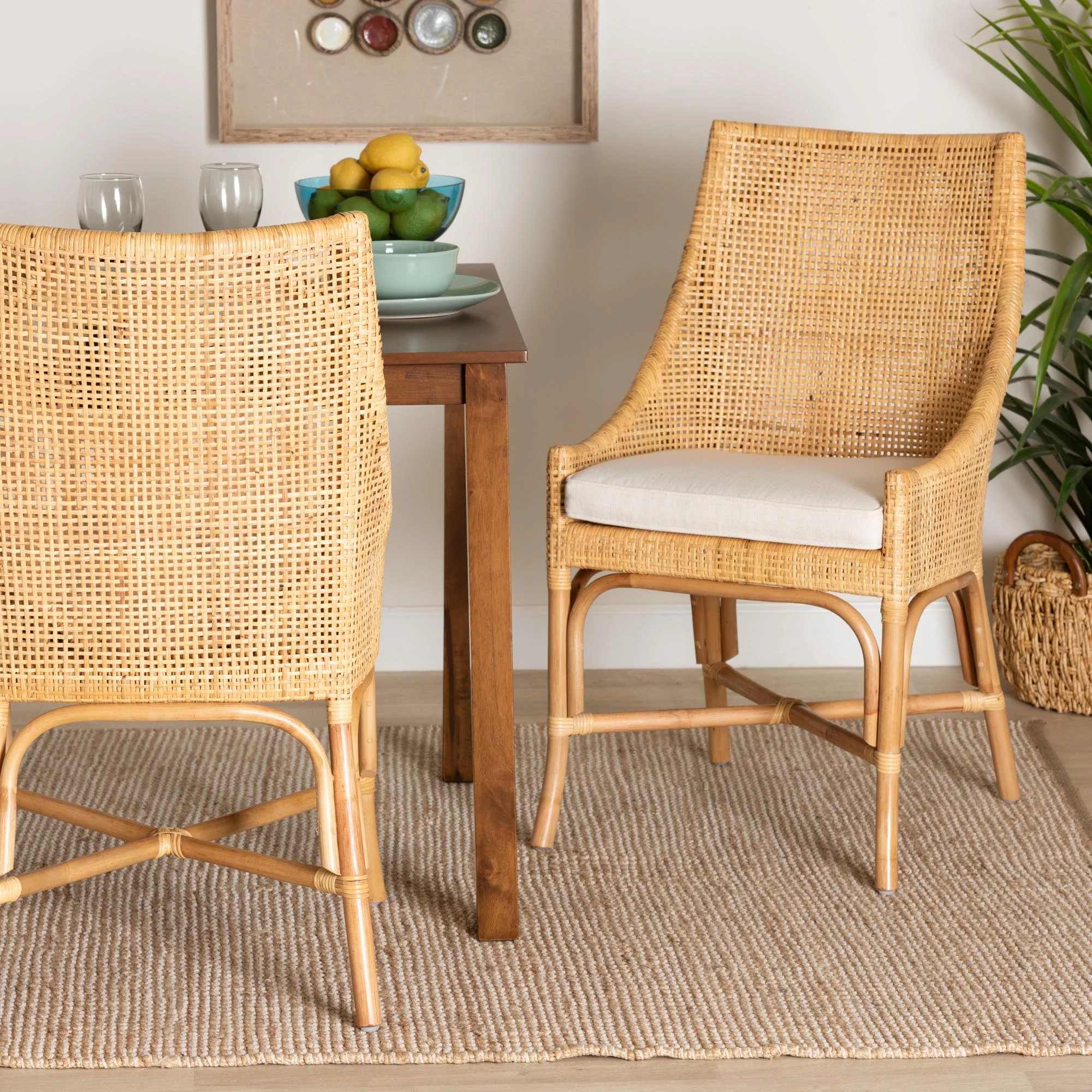 Baxton Studio bali & pari Bella Modern Bohemian Natural Brown Rattan Dining Chair