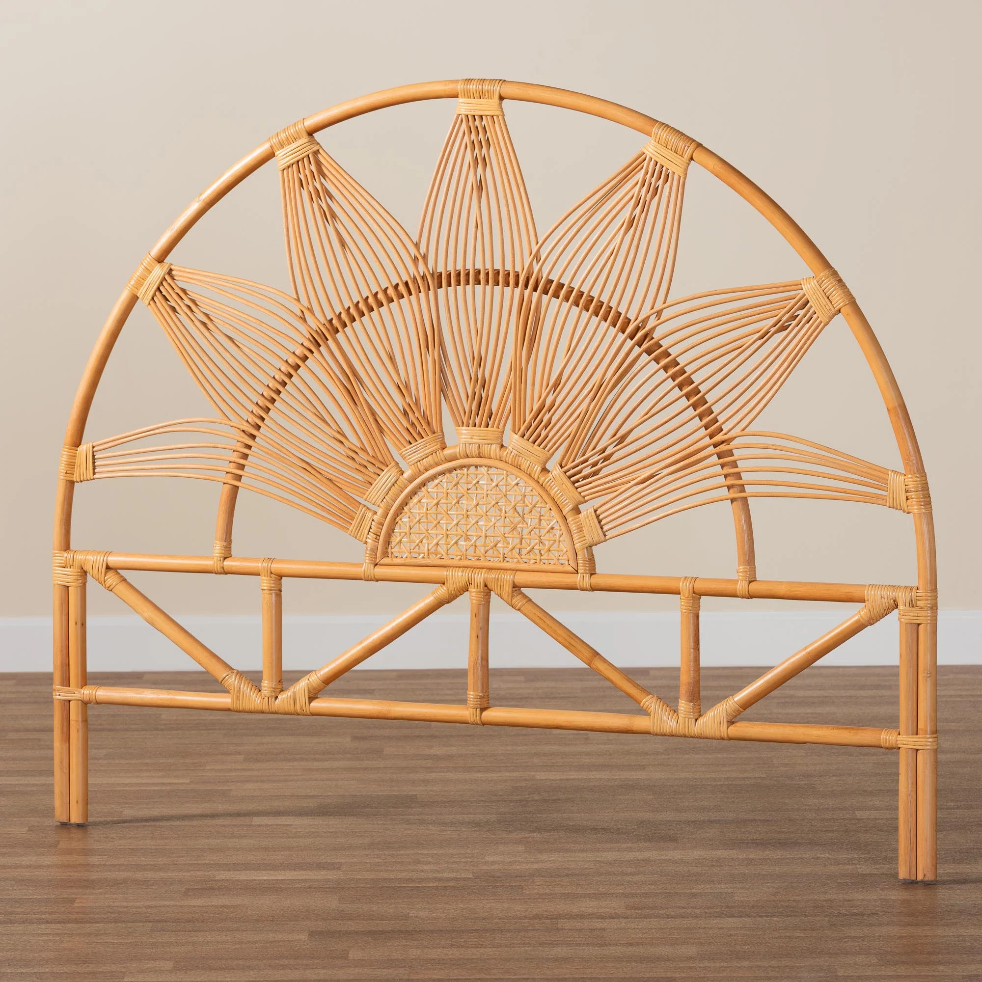 Baxton Studio bali & pari Jasmine Modern Bohemian Natural Rattan King Size Standalone Headboard - Image 5