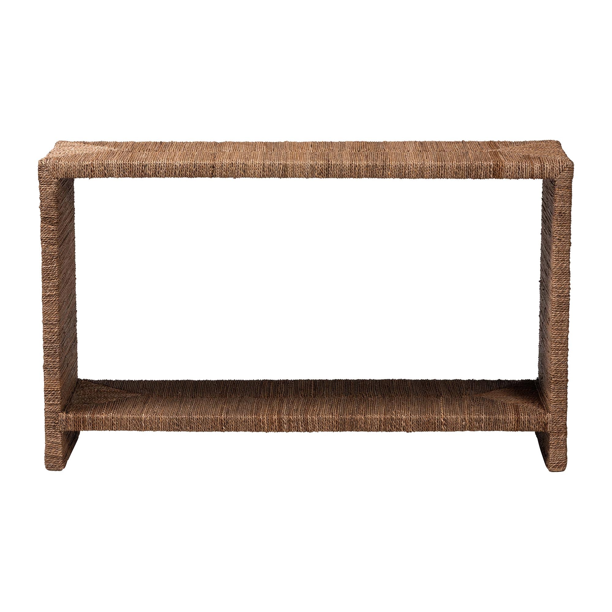 Baxton Studio bali & pari Liza Bohemian Natural Seagrass Console Table - Image 4