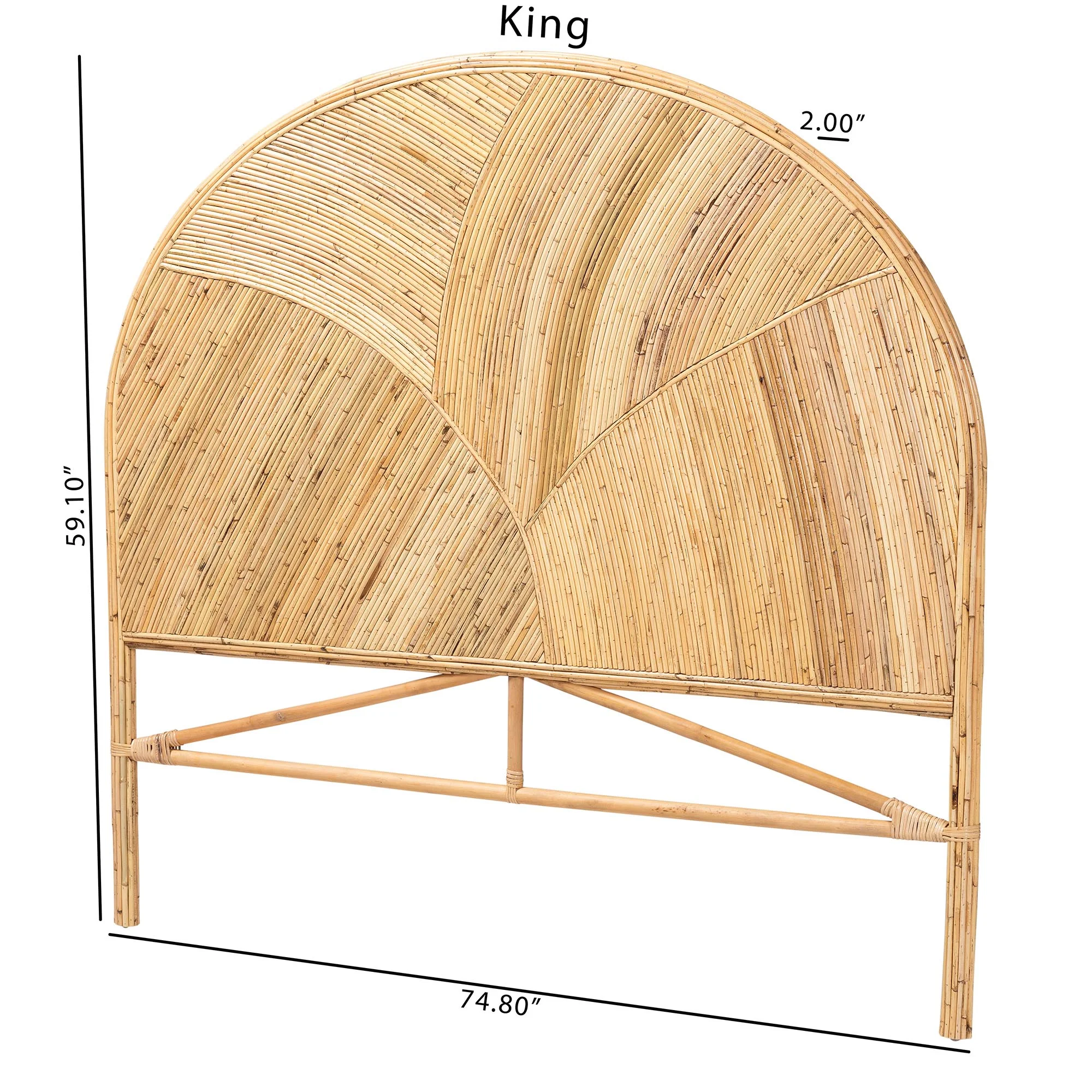 Baxton Studio bali & pari Seana Bohemian Honey Rattan Queen Size Standalone Headboard - Image 3