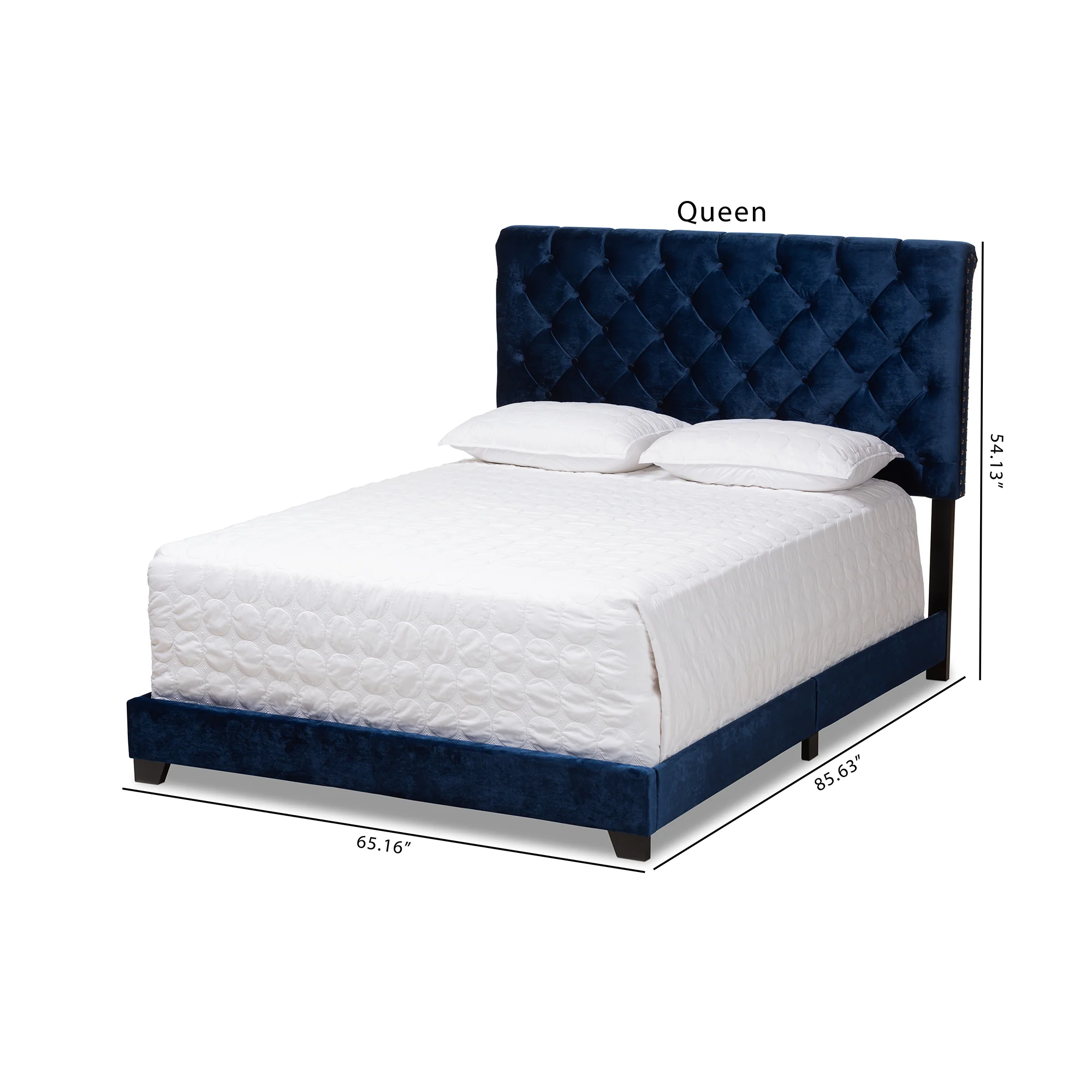 Baxton Studio Candace Luxe and Glamour Navy Velvet Upholstered Full Size Bed - Image 8