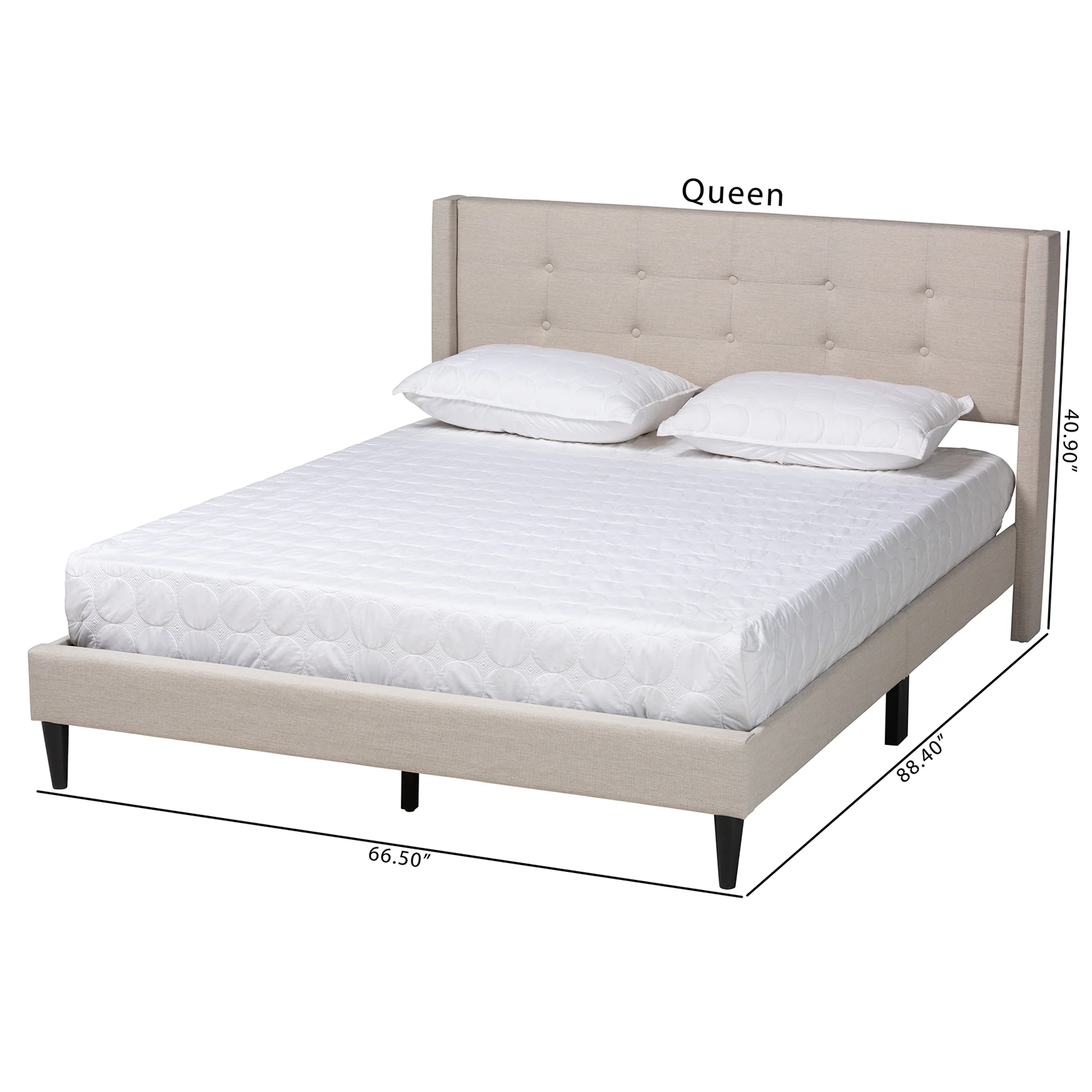 Baxton Studio Casol Mid-Century Modern Transitional Beige Fabric Upholstered Queen Size Platform Bed - Image 9