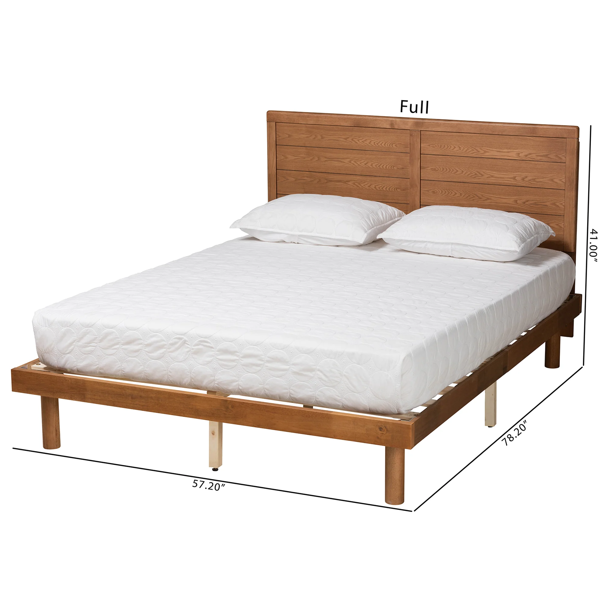 Baxton Studio Daina Mid-Century Modern Ash Walnut Finished Wood Queen Size Platform Bed - Image 8