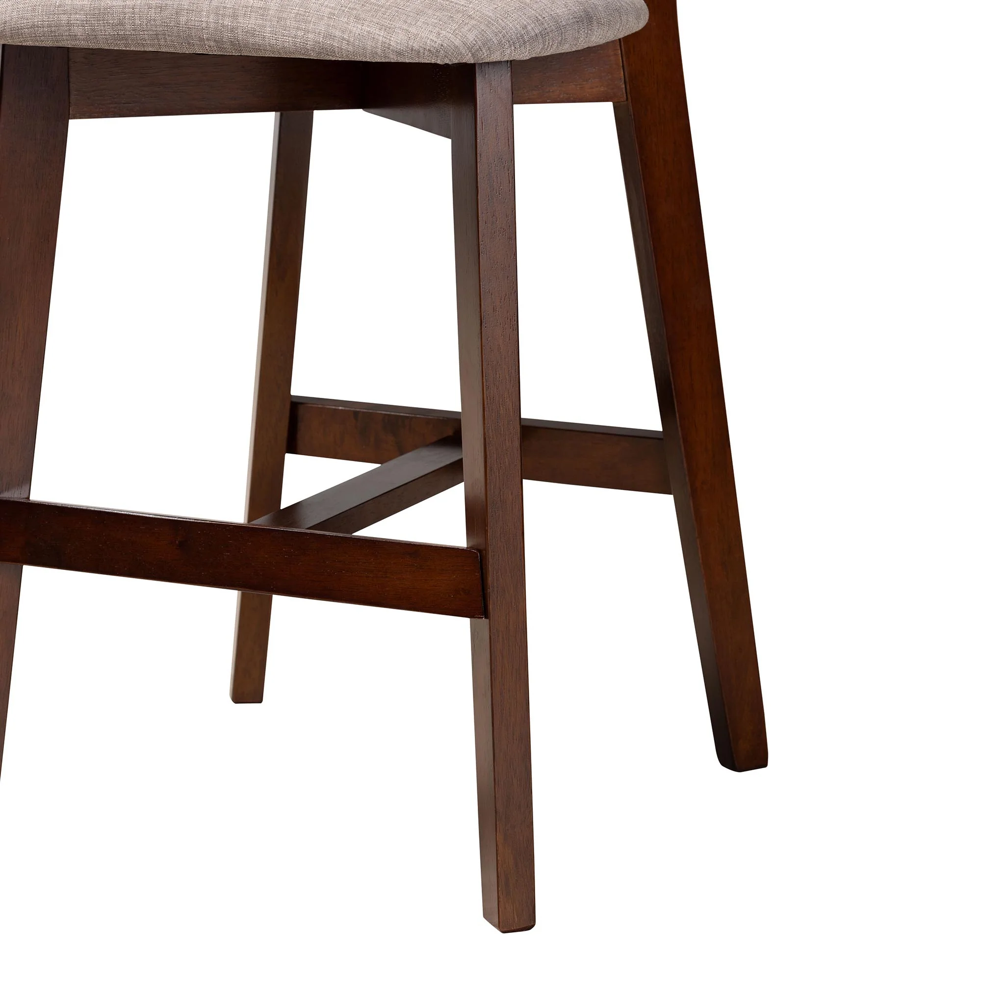Baxton Studio Dannell Mid-Century Modern Grey Fabric and Walnut Brown Finished Wood 2-Piece Counter Stool Set - Image 6