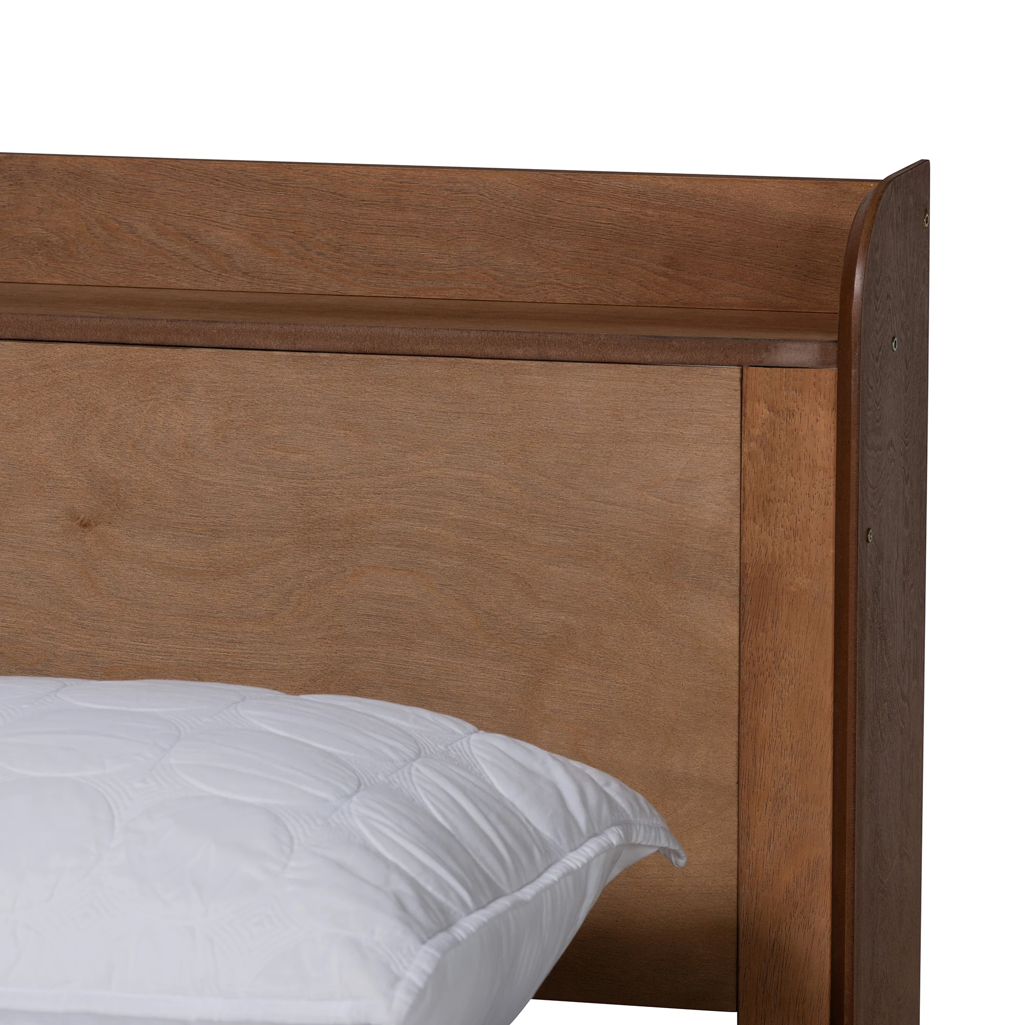 Baxton Studio Decker Mid-Century Modern Transitional Walnut Brown Finished Wood Full Size Platform Bed with Charging Station - Image 5